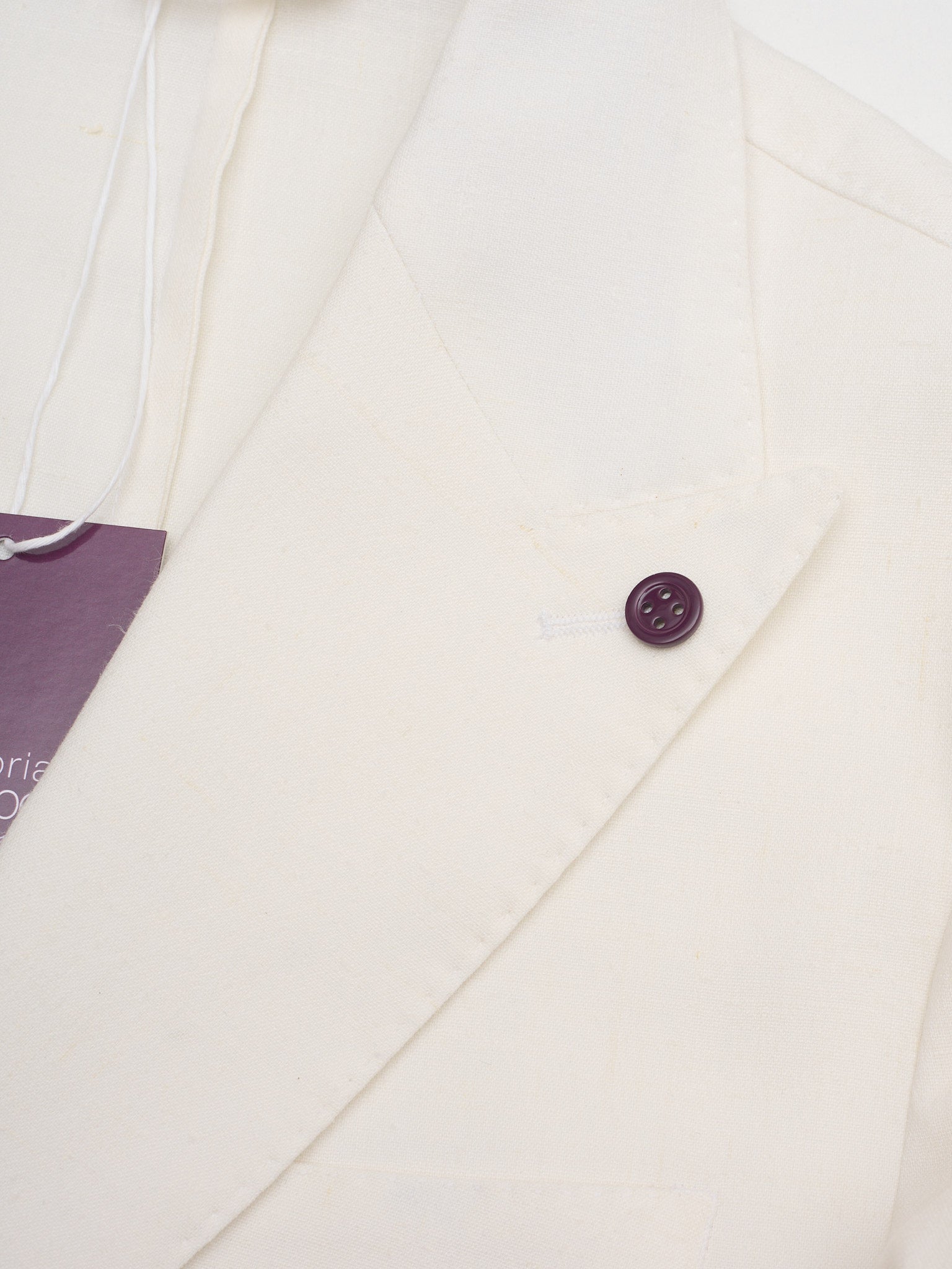 SARTORIA PARTENOPEA “Napoli6” White Linen-Blend Unlined DB Slim Suit Stretch