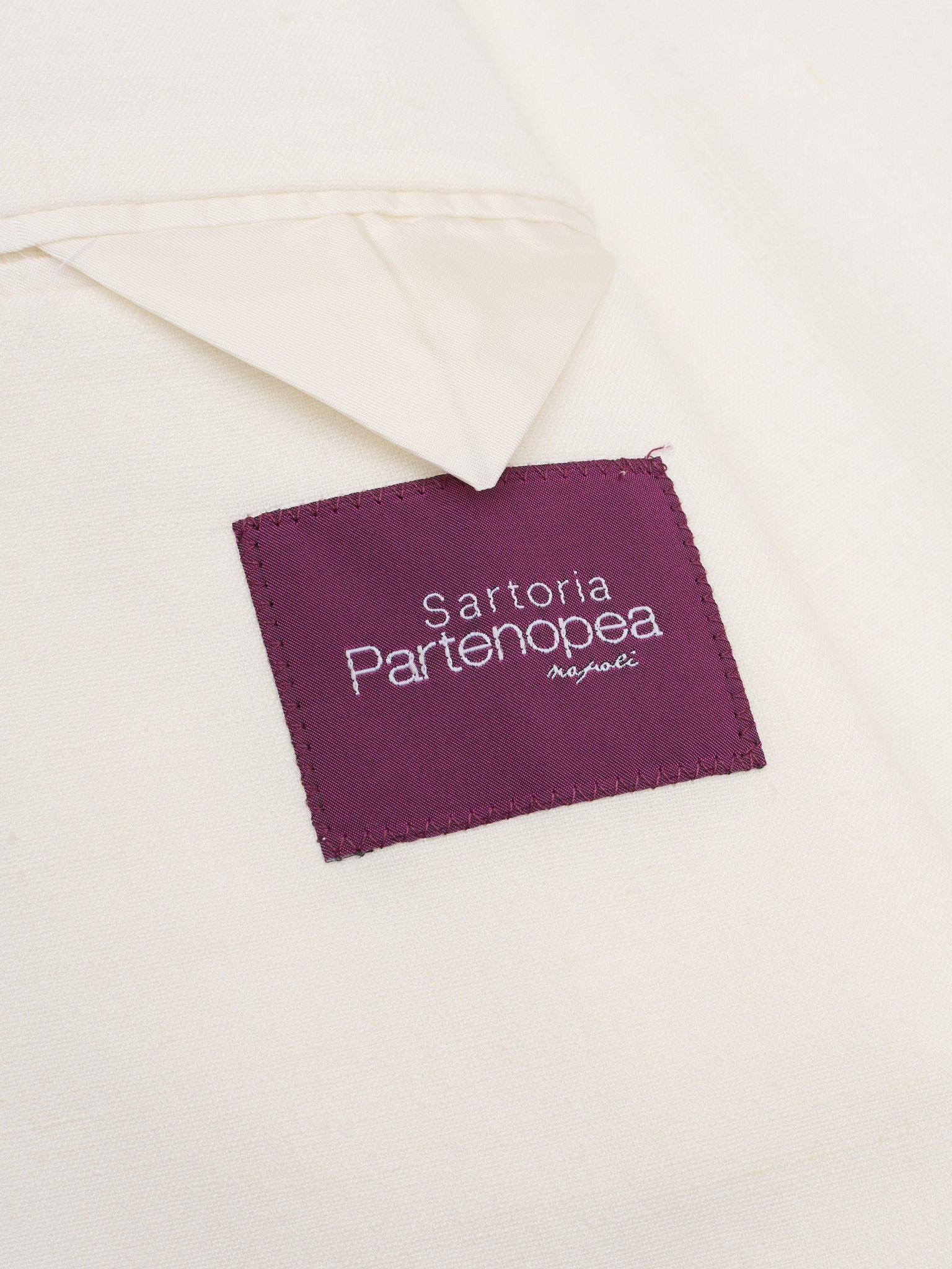 SARTORIA PARTENOPEA “Napoli6” White Linen-Blend Unlined DB Slim Suit Stretch