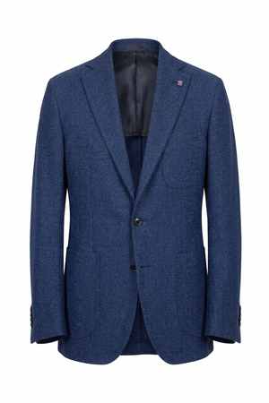 SARTORIA PARTENOPEA "Napoli" Navy Blue Birdseye Cotton Unlined Jacket