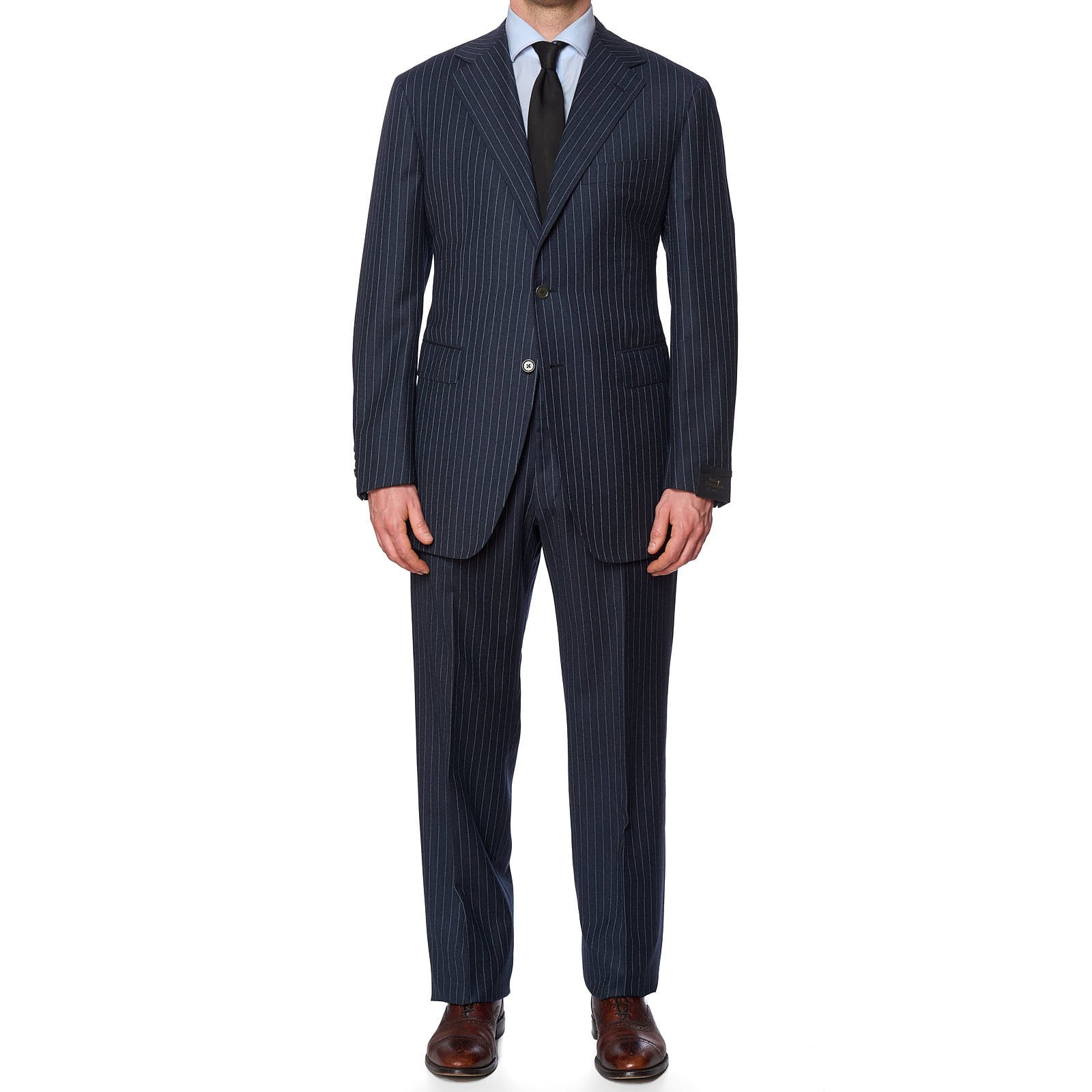 SARTORIA PARTENOPEA for VANNUCCI Blue Striped Handmade Suit EU 54 NEW US 42