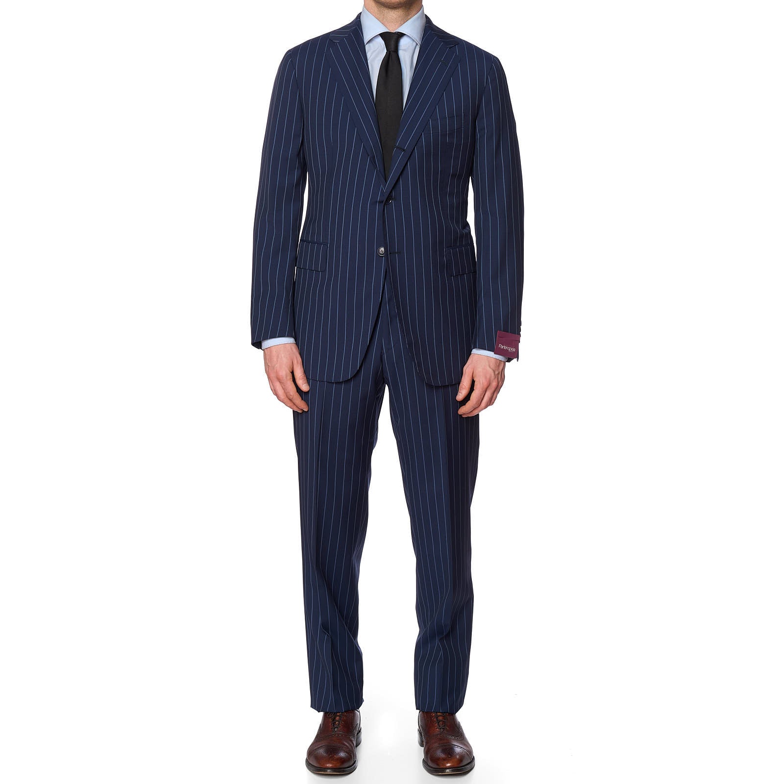 SARTORIA PARTENOPEA for VANNUCCI Blue Striped Wool Suit EU 54 NEW US 44
