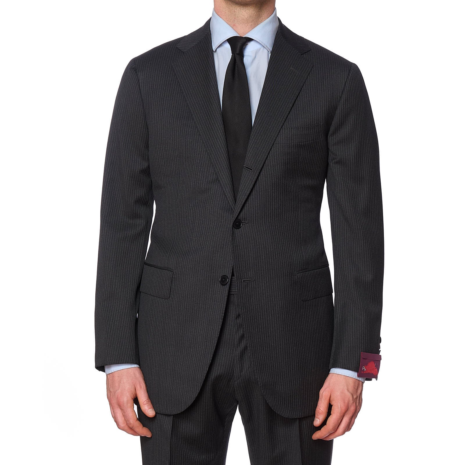 SARTORIA PARTENOPEA for VANNUCCI Dark Gray Pinstripe Wool Handmade Suit EU 54 NEW US 42
