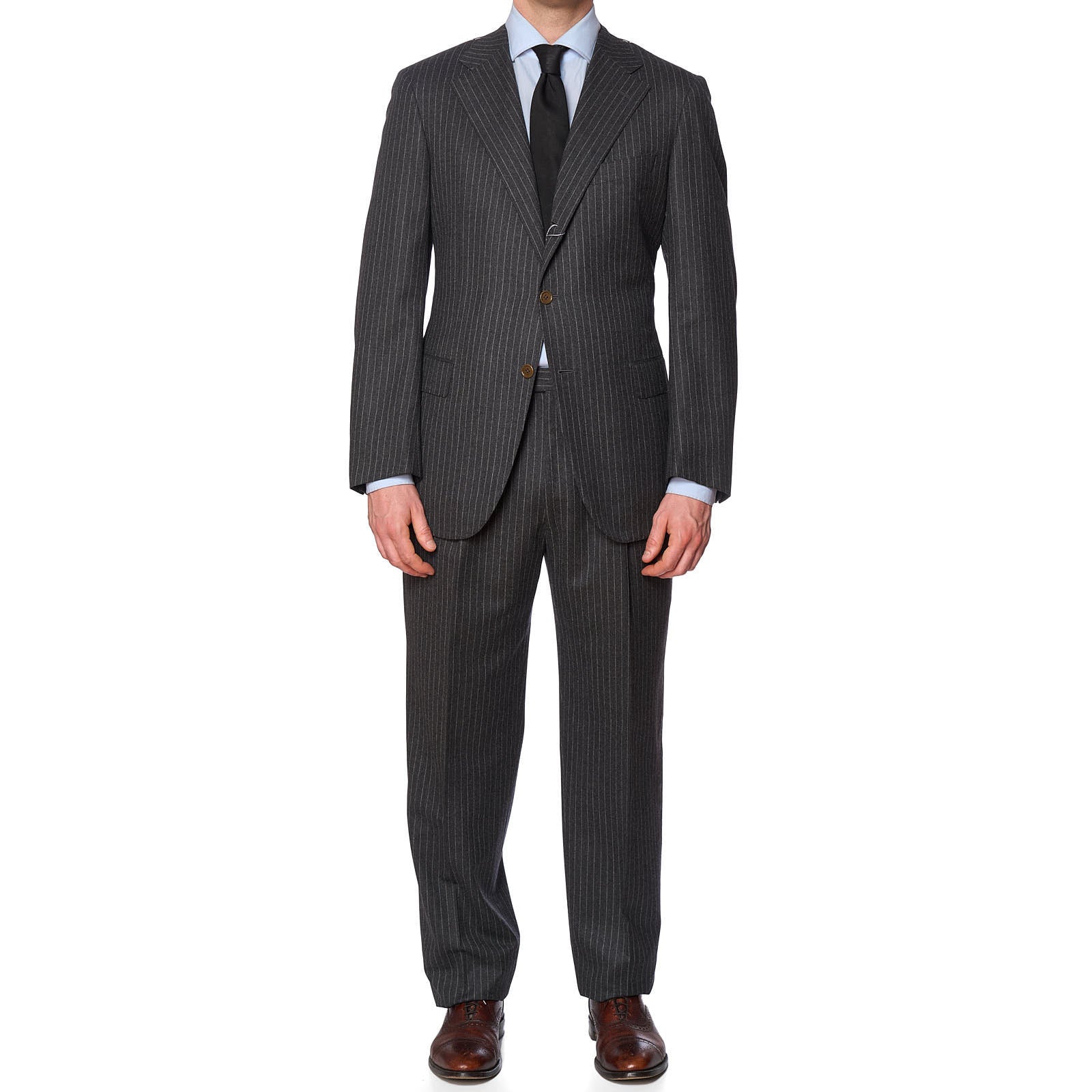 SARTORIA PARTENOPEA for VANNUCCI Gray Flannel Handmade Suit EU 52 NEW US 42