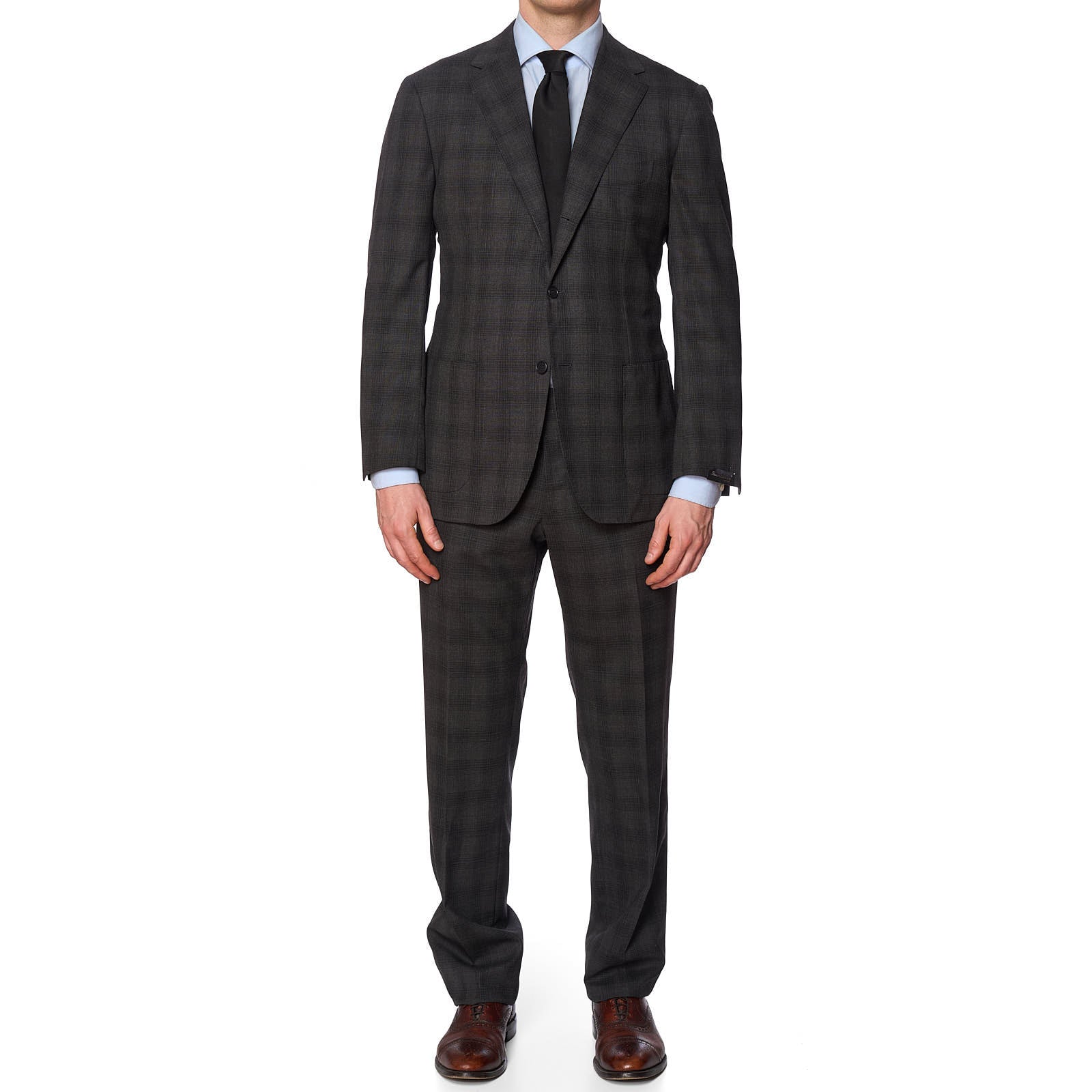 SARTORIO Napoli Gray Plaid Wool Suit EU 52 NEW US 42 Slim