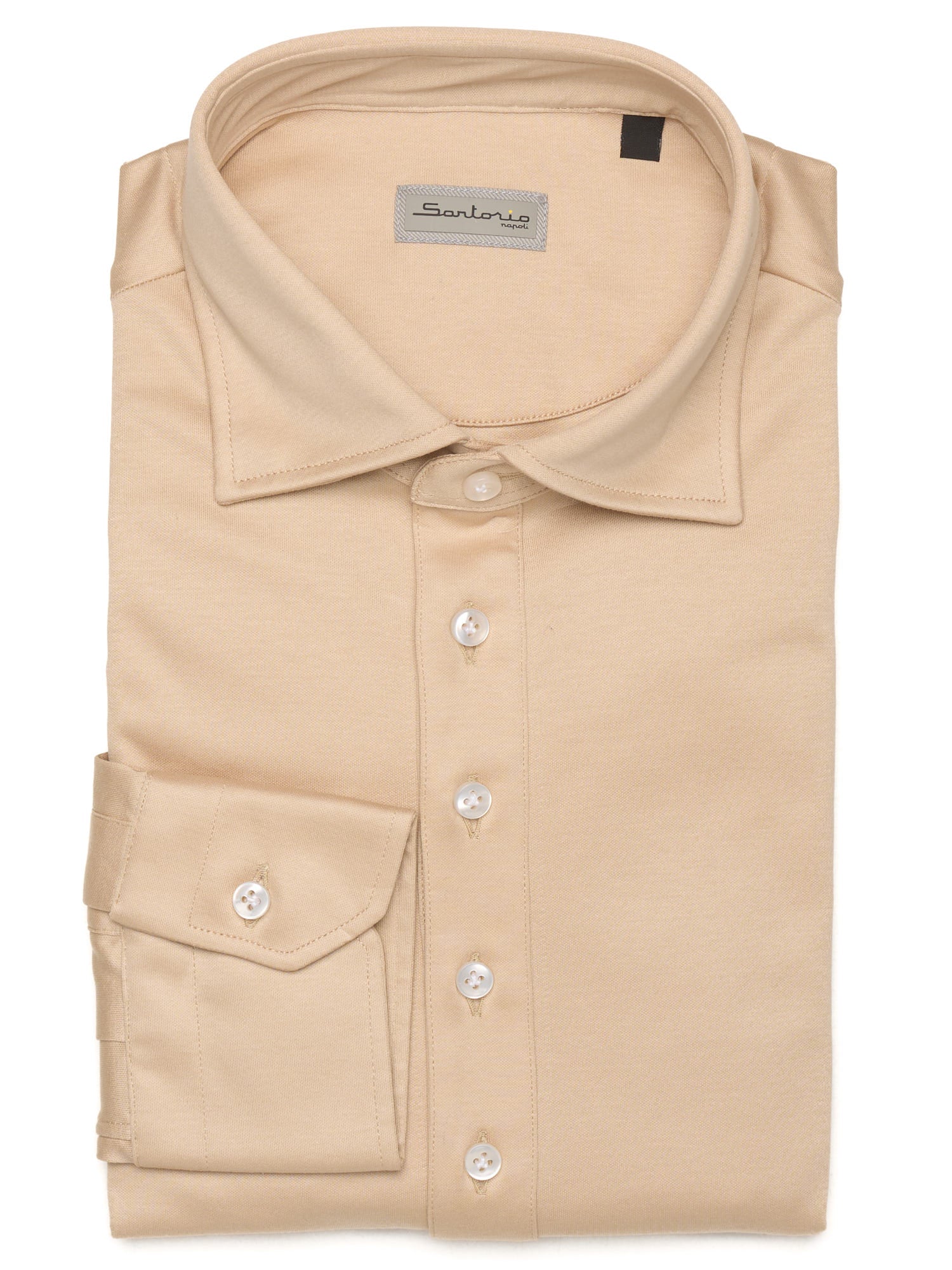 SARTORIO Napoli by KITON Beige Cotton Satin Polo Shirt NEW