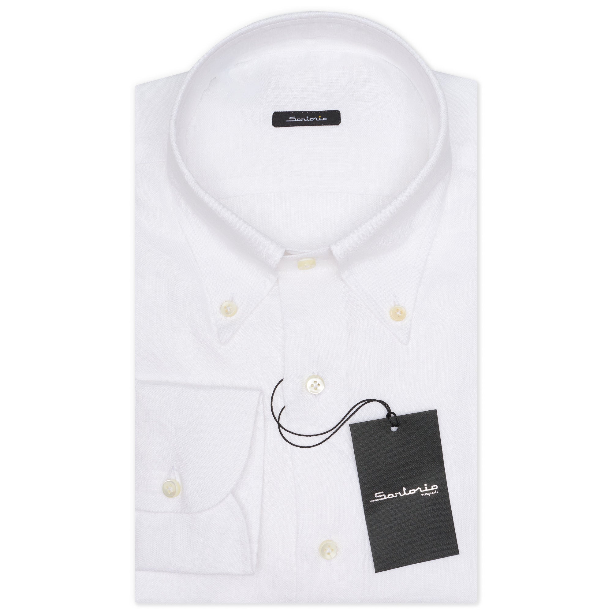 SARTORIO Napoli by KITON White Linen Button-Down Shirt EU 41 US 16 NEW