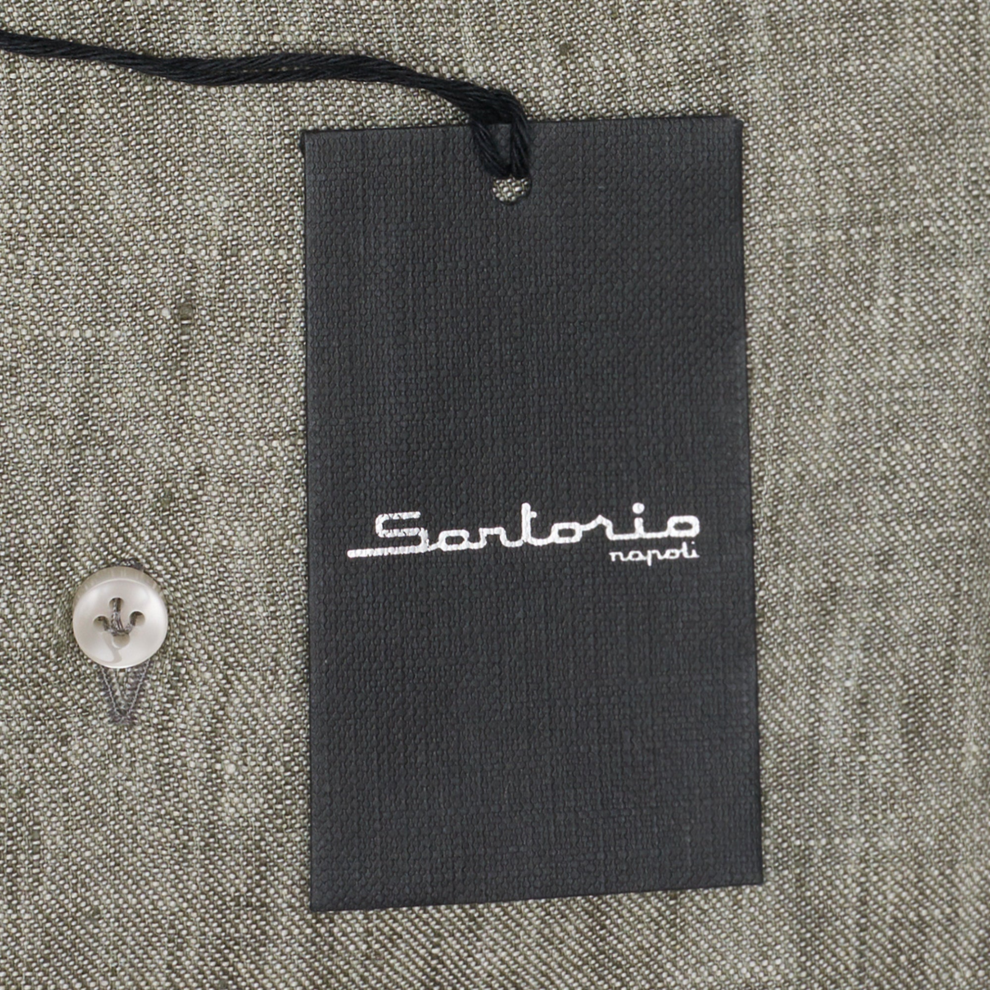 SARTORIO Napoli by KITON Green Linen Spread Collar Shirt Slim Fit NEW SARTORIO