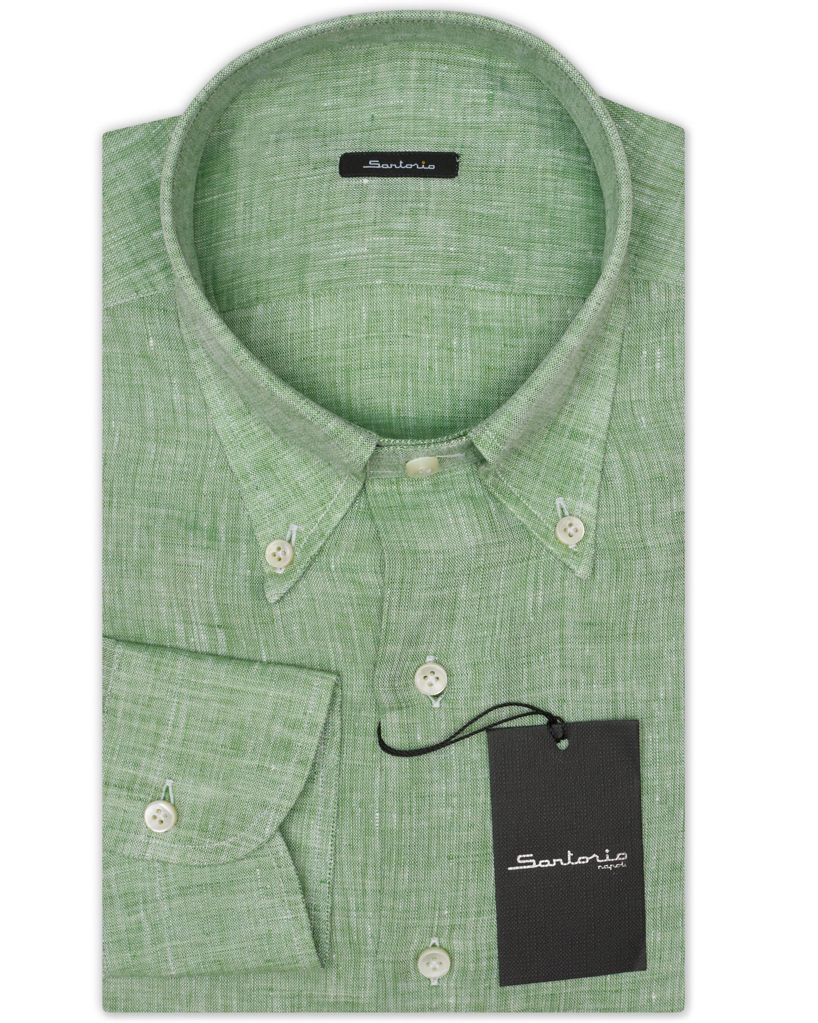 SARTORIO Napoli by KITON Green Linen Button-Down Casual Shirt NEW SARTORIO