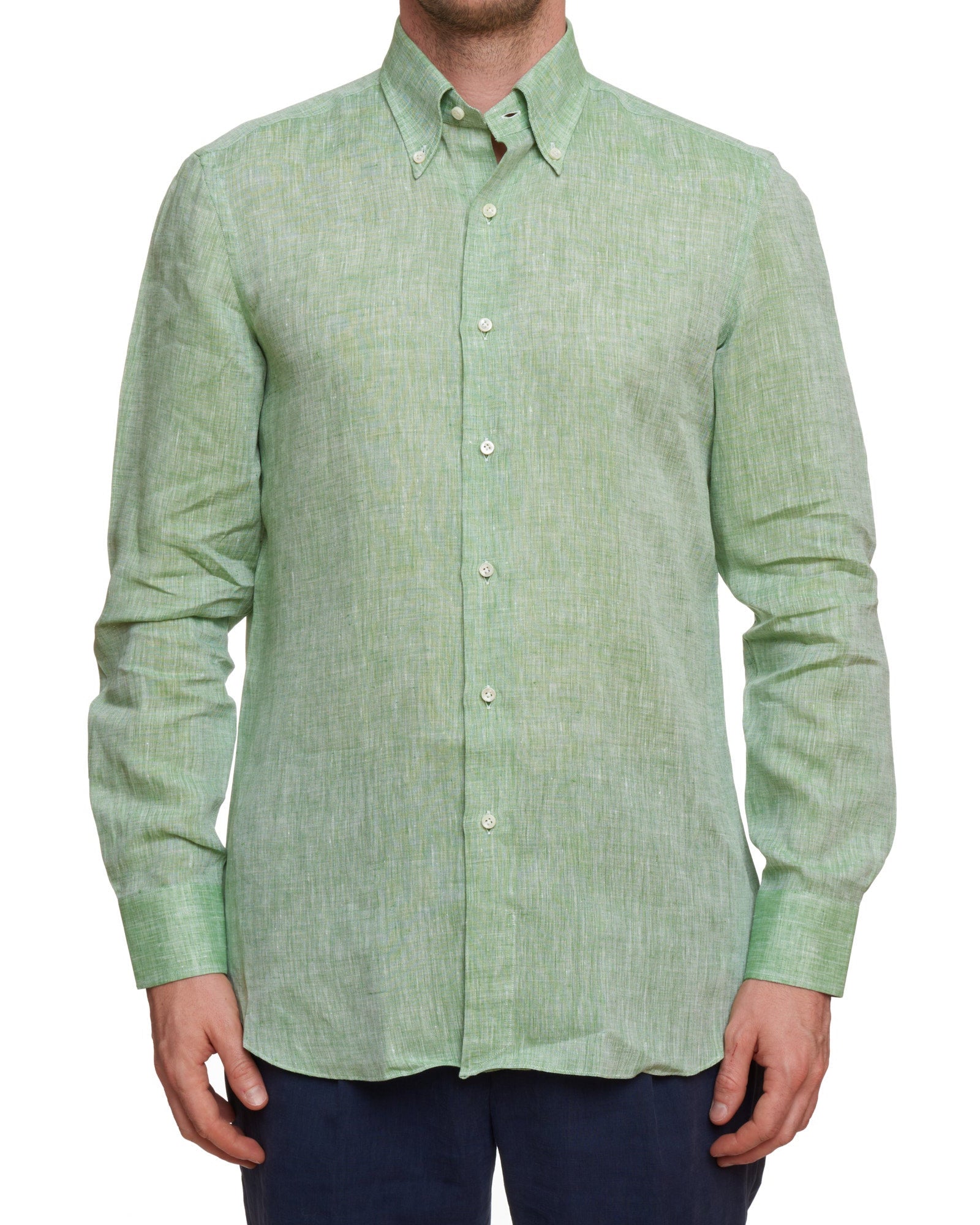 SARTORIO Napoli by KITON Green Linen Button-Down Casual Shirt NEW SARTORIO