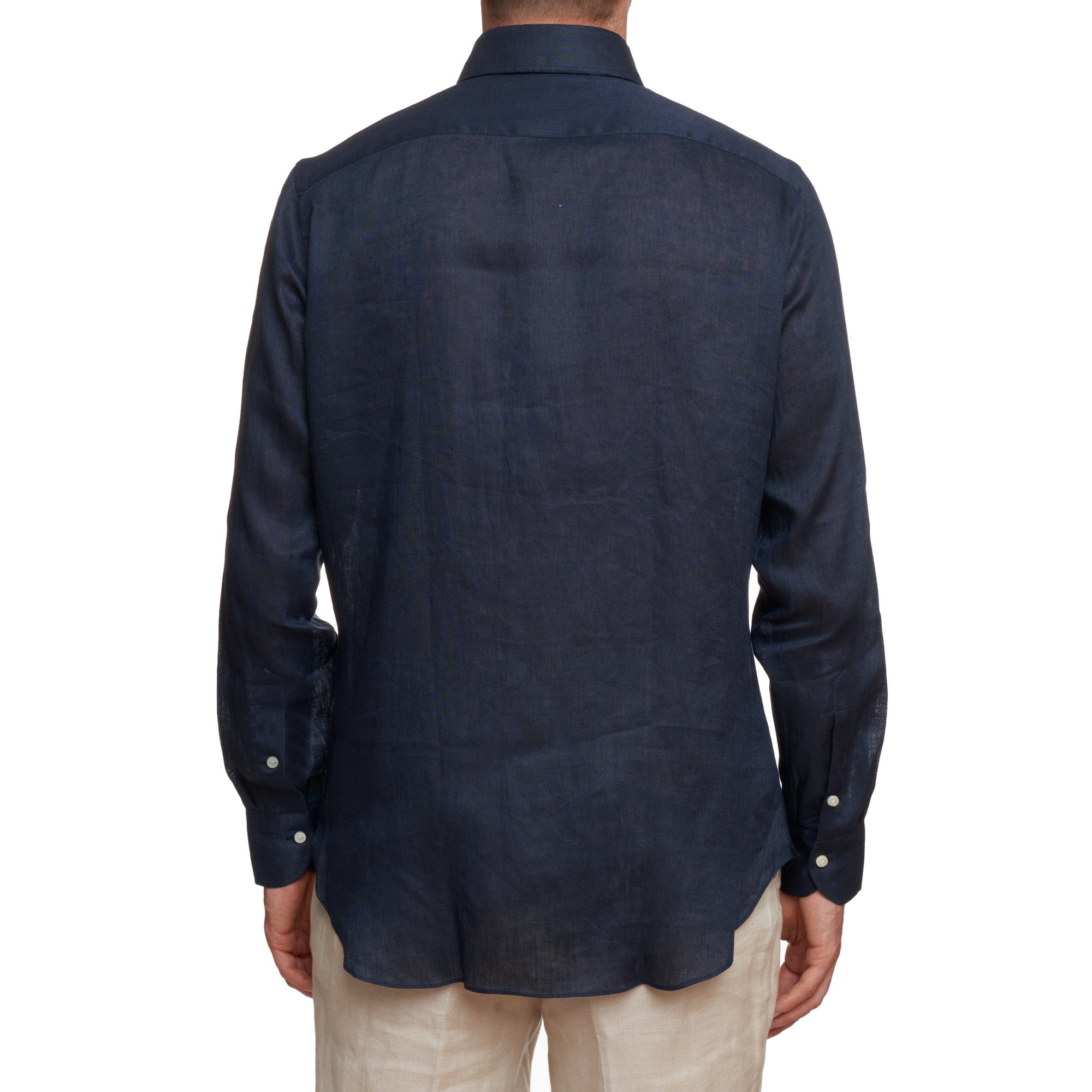 SARTORIO Napoli by KITON Indigo Blue Linen Button-Down Casual Shirt EU 40 NEW US 15.75 SARTORIO