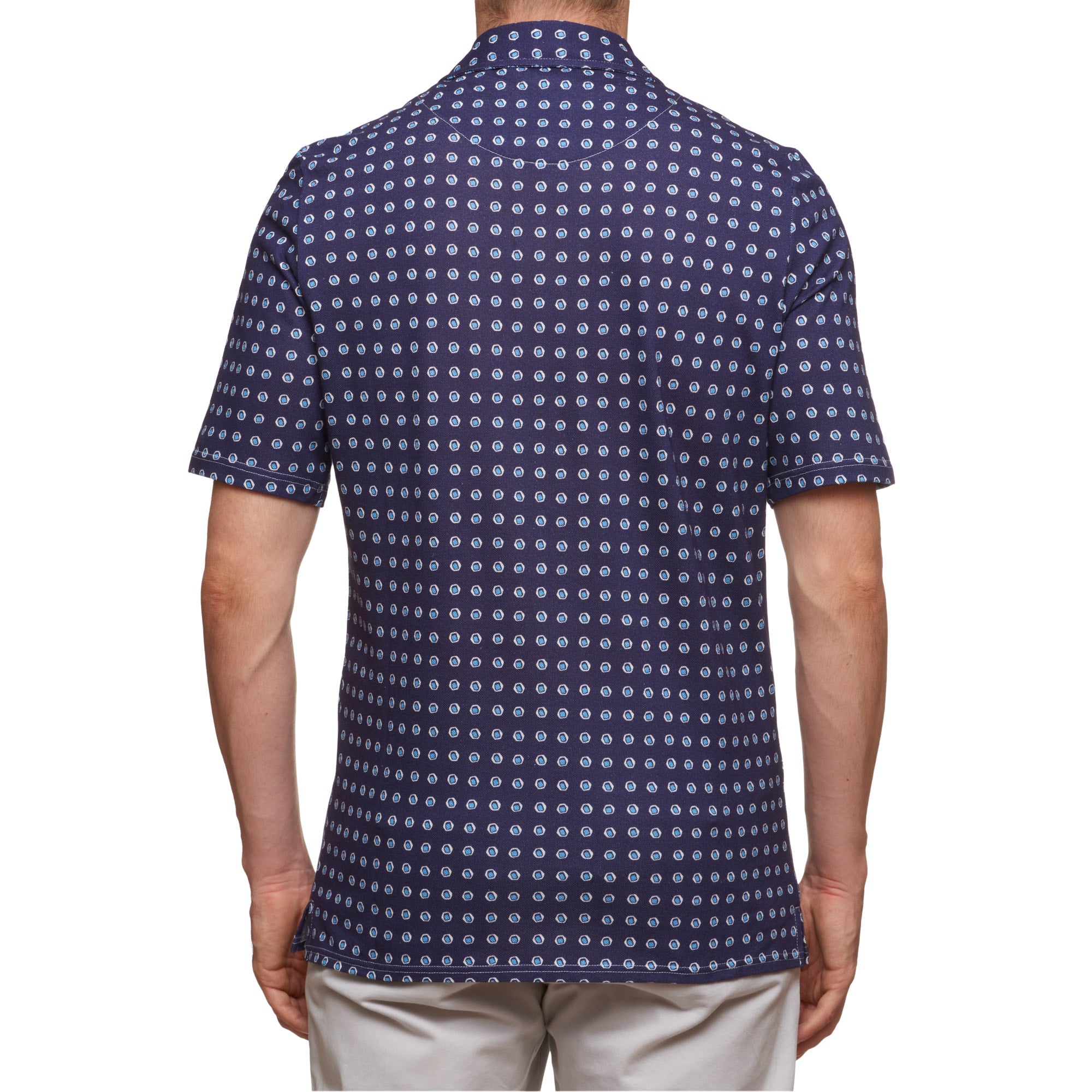SARTORIO Napoli by KITON Navy Blue Spotted Cotton Pique Short Sleeve Polo Shirt NEW SARTORIO