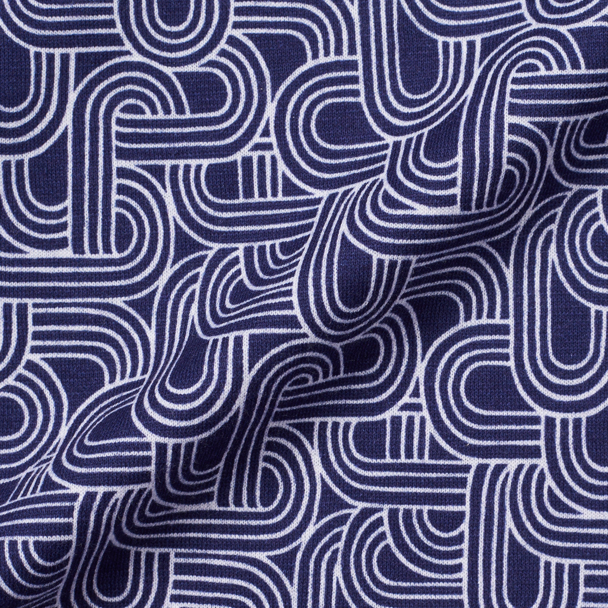 SARTORIO Napoli by KITON Navy Blue Geometric Cotton Short Sleeve Casual Shirt NEW