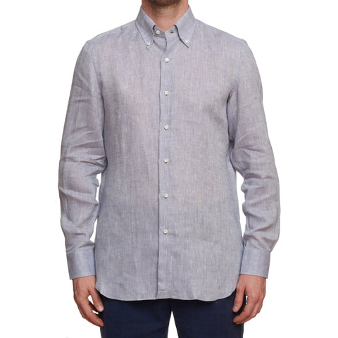 SARTORIO Napoli by KITON Levander Linen Button-Down Casual Shirt NEW