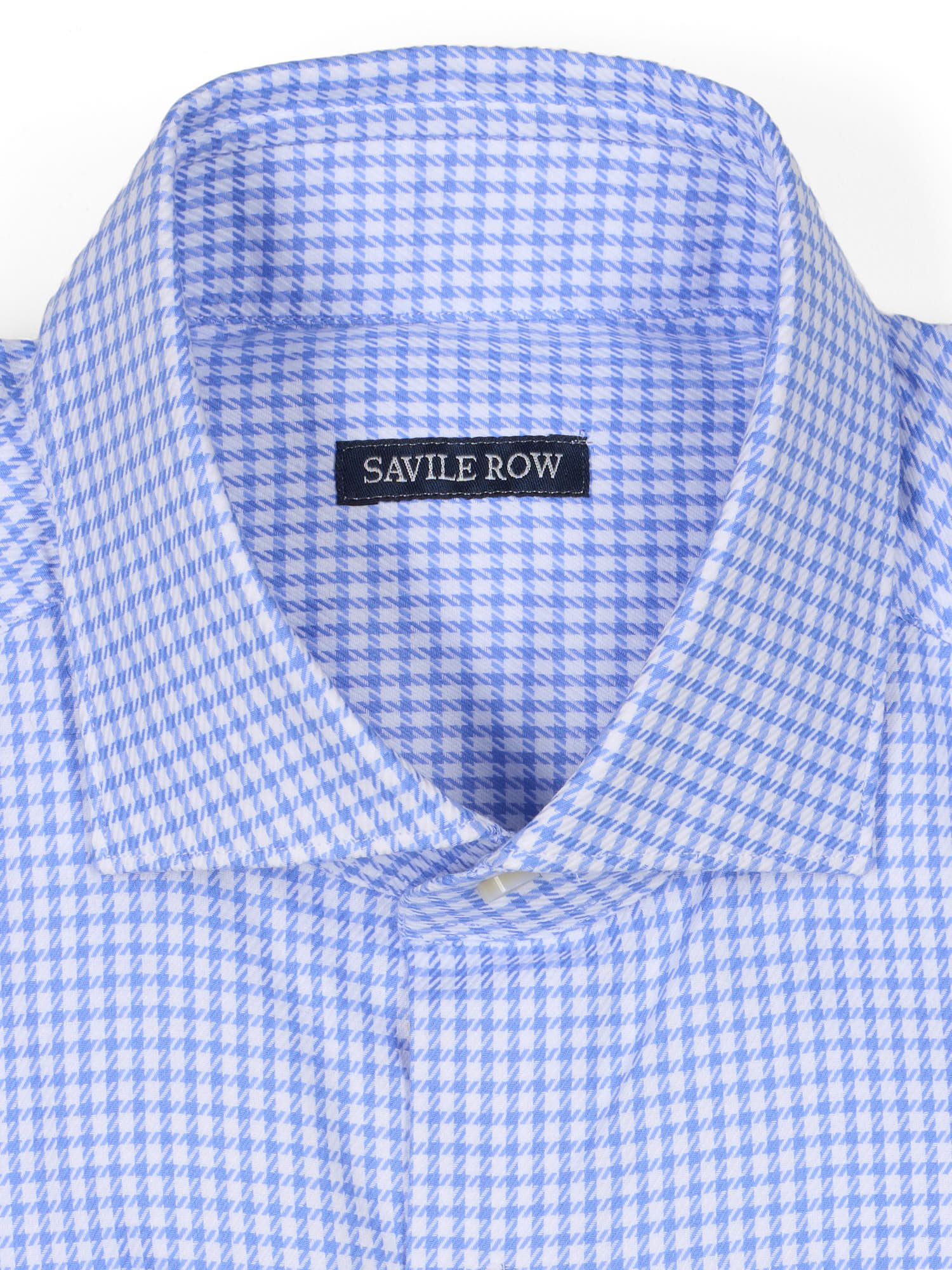 SAVILE ROW Blue Shepard's Check Cotton Dress Shirt EU 39 NEW US 15.5 Slim Fit