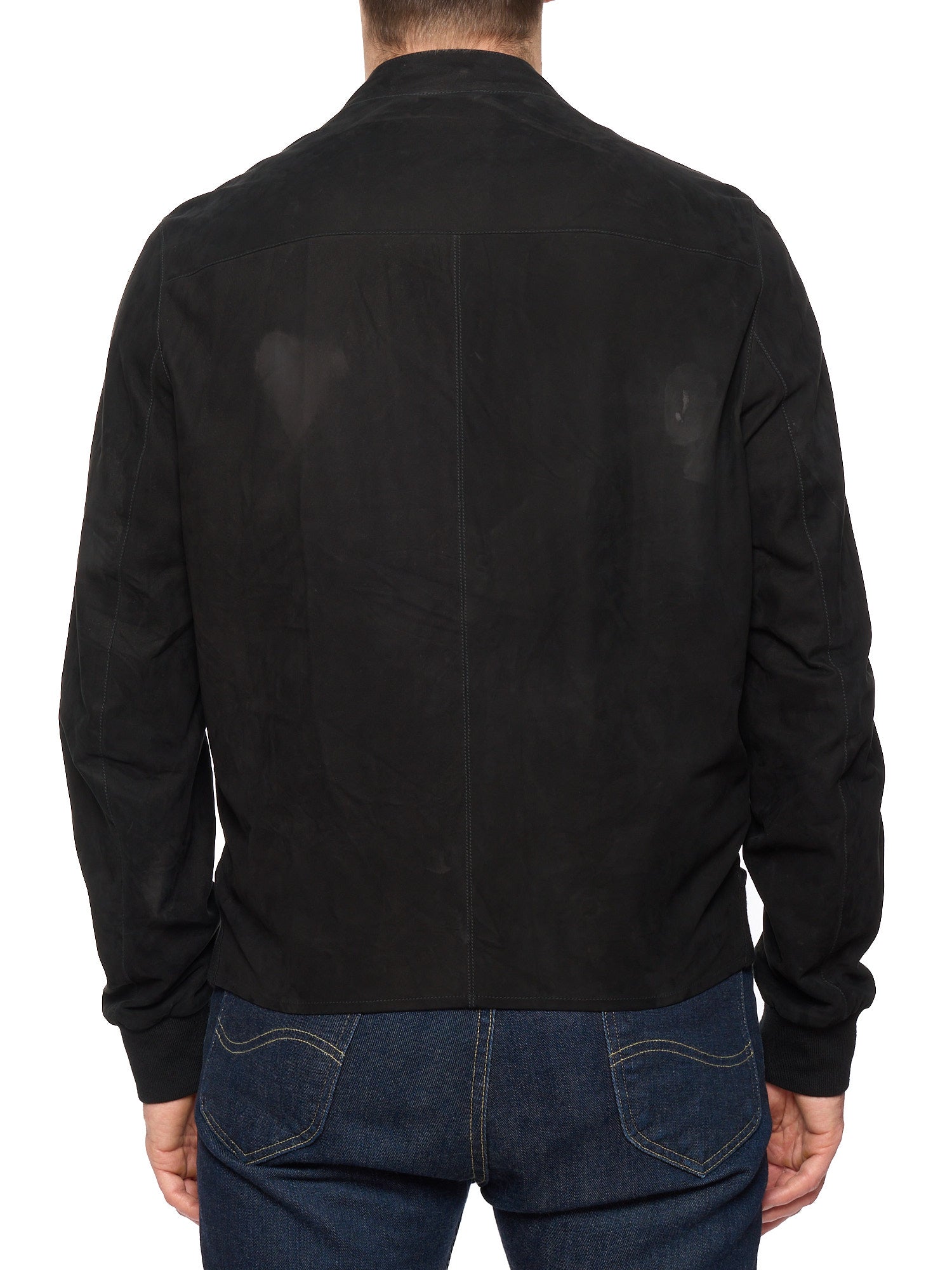 SERAPHIN Black Goat Suede Leather Cardigan Jacket Blouson