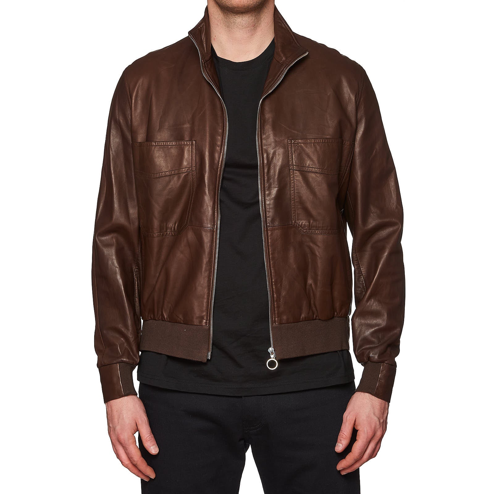 SERAPHIN Brown Lamb Leather Fully Lined Bomber Jacket FR 50 NEW US M SERAPHIN
