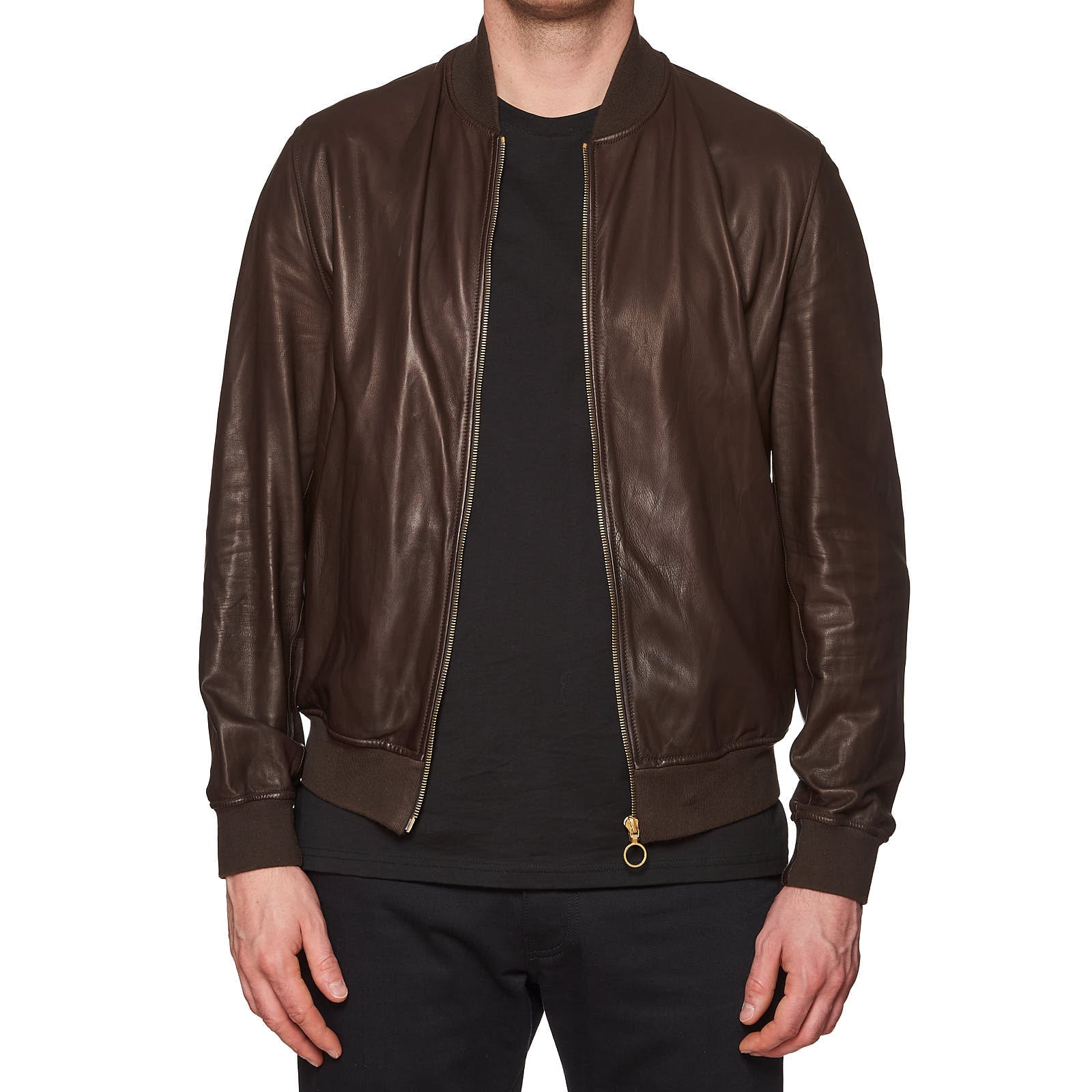 SERAPHIN Brown Lamb Leather Unlined Bomber Jacket FR 50 US M SERAPHIN