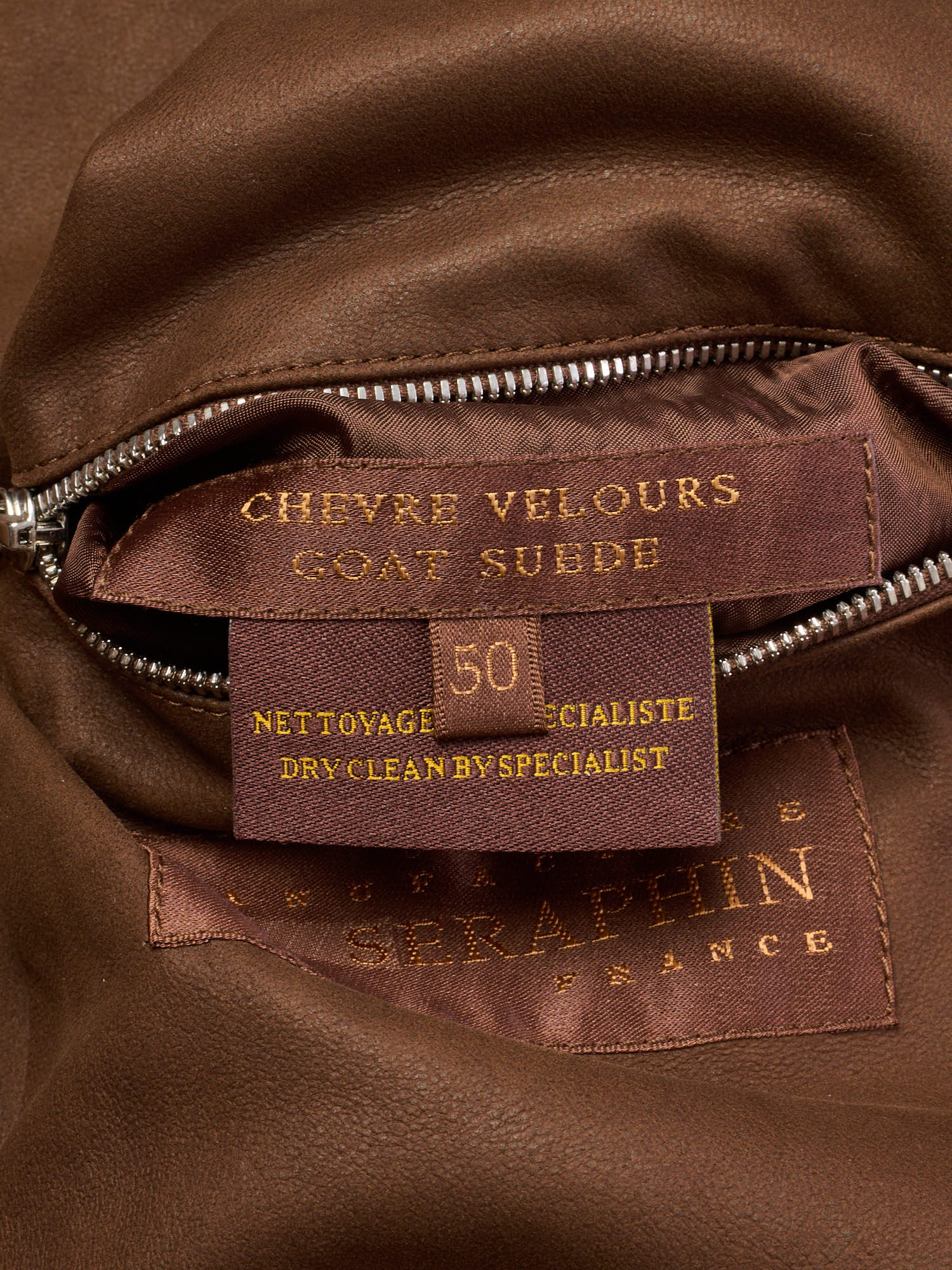 SERAPHIN Brown Suede Goat Leather Jacket FR 50 US M