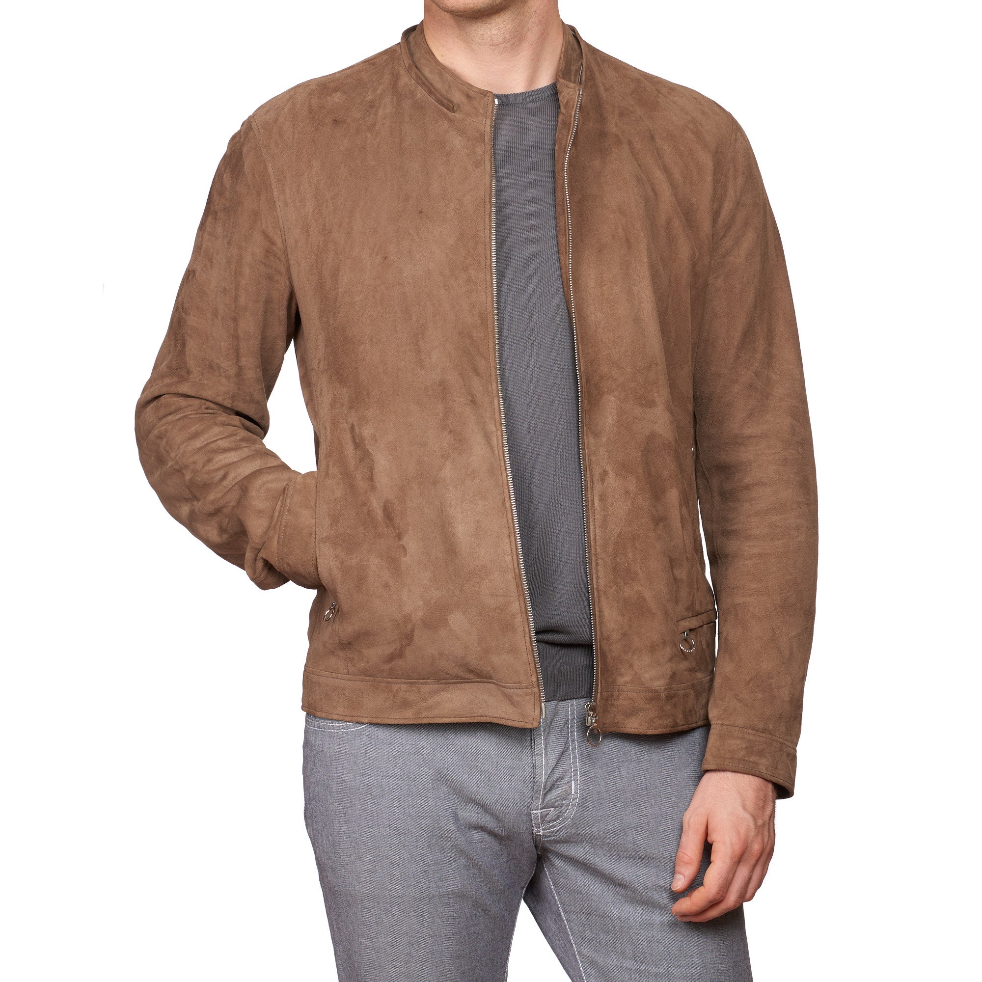 SERAPHIN Brown Suede Goat Leather Unlined Cafe Racer Biker Jacket FR 50 US M SERAPHIN