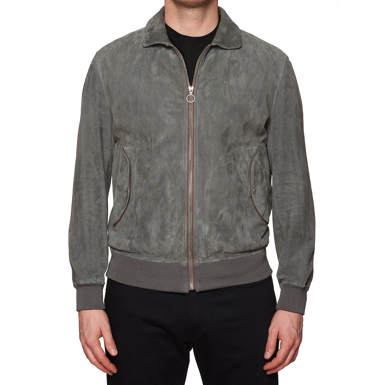 SERAPHIN Gray Goat Suede Leather Unlined Bomber Jacket FR 48 US M SERAPHIN