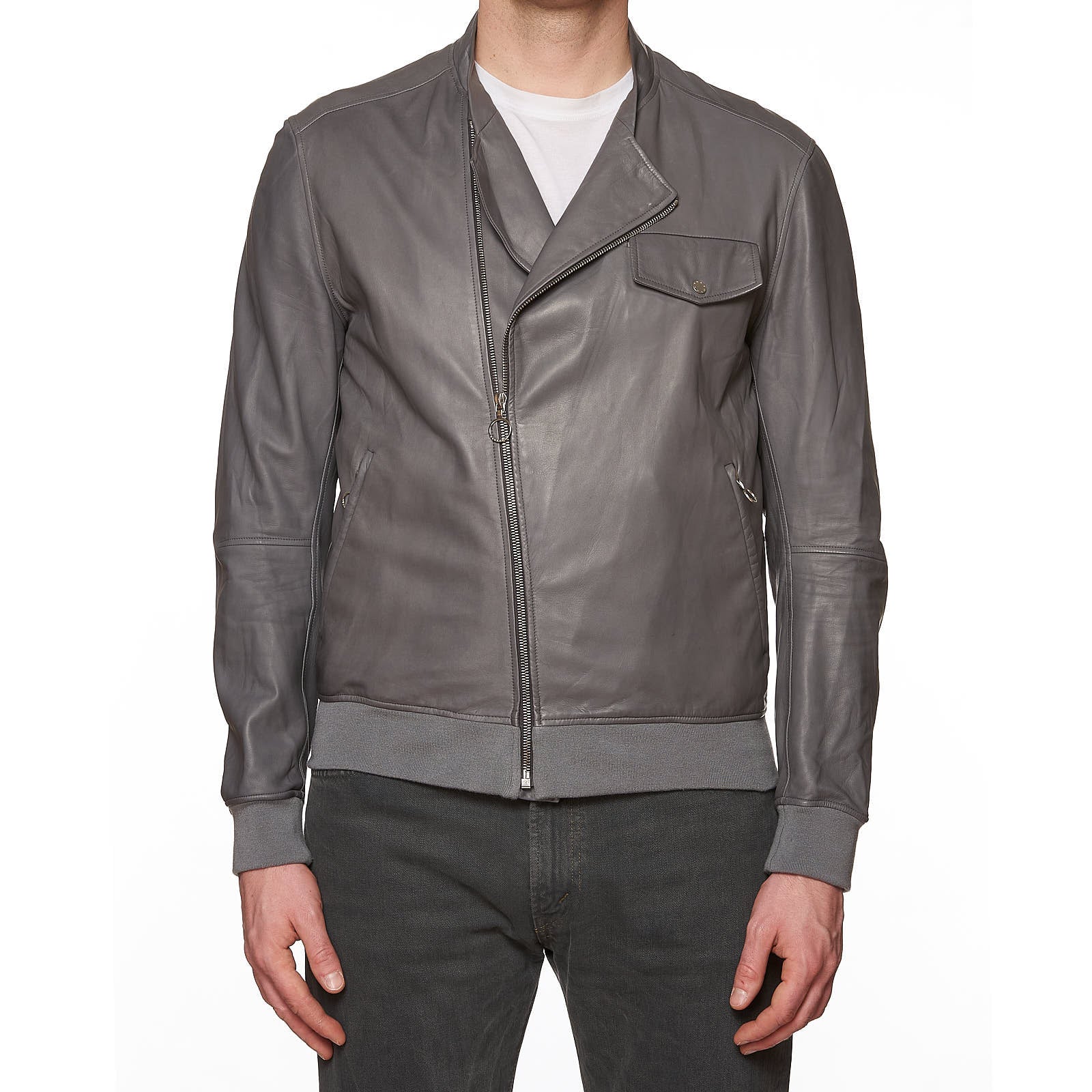 SERAPHIN Gray Lamb Leather Unlined Bomber Jacket FR 50 US M SERAPHIN
