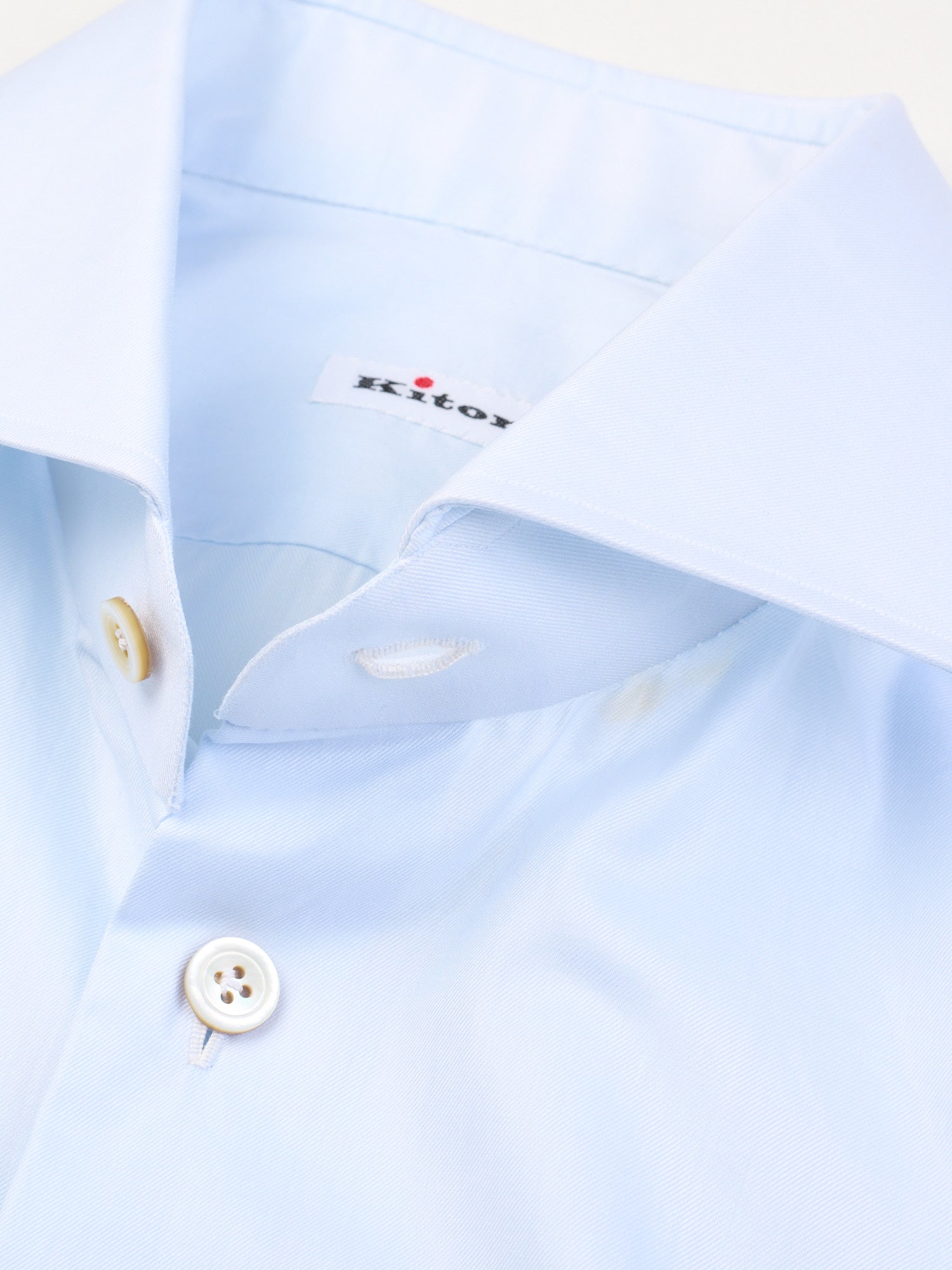 KITON Napoli Handmade Light Blue Cotton Dress Shirt EU 39 US 15.5