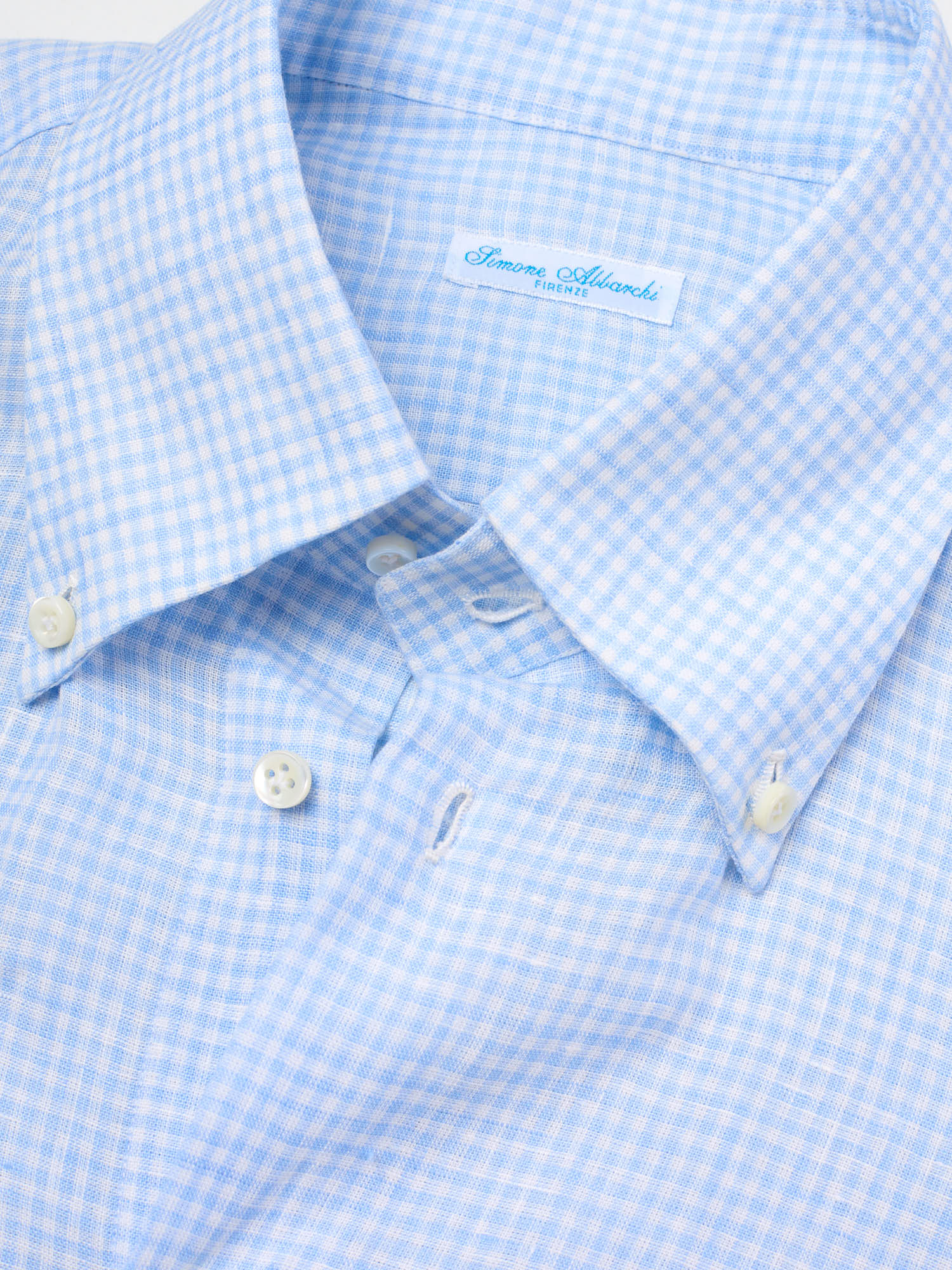 SIMONE ABBARCHI Firenze Bespoke Blue Plaid Button-Down Shirt US 16.5 NEW EU 42