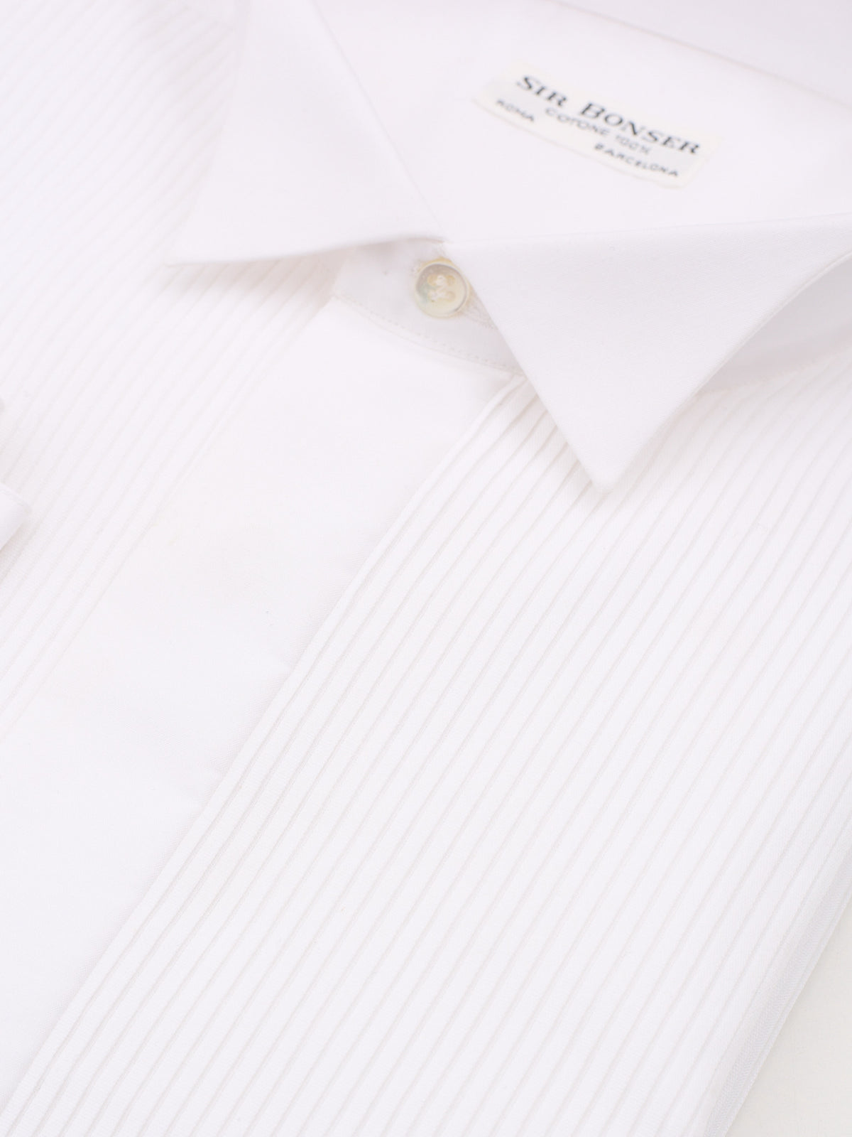 SIR BONSER White Cotton Bib Tuxedo Dress Shirt