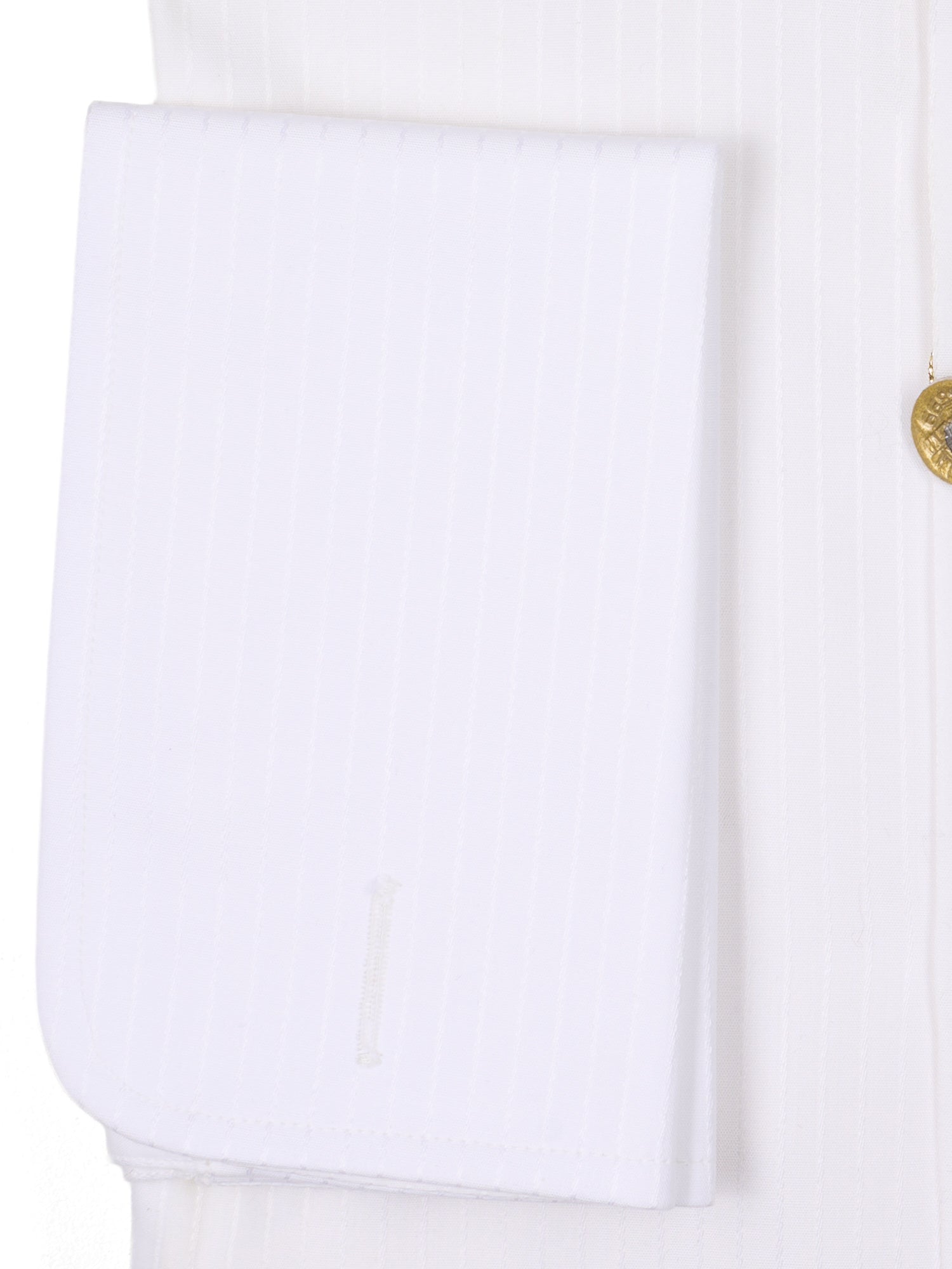 SIR BONSER for Vannucci White Striped Dobby Cotton French Cuff Dress Shirt