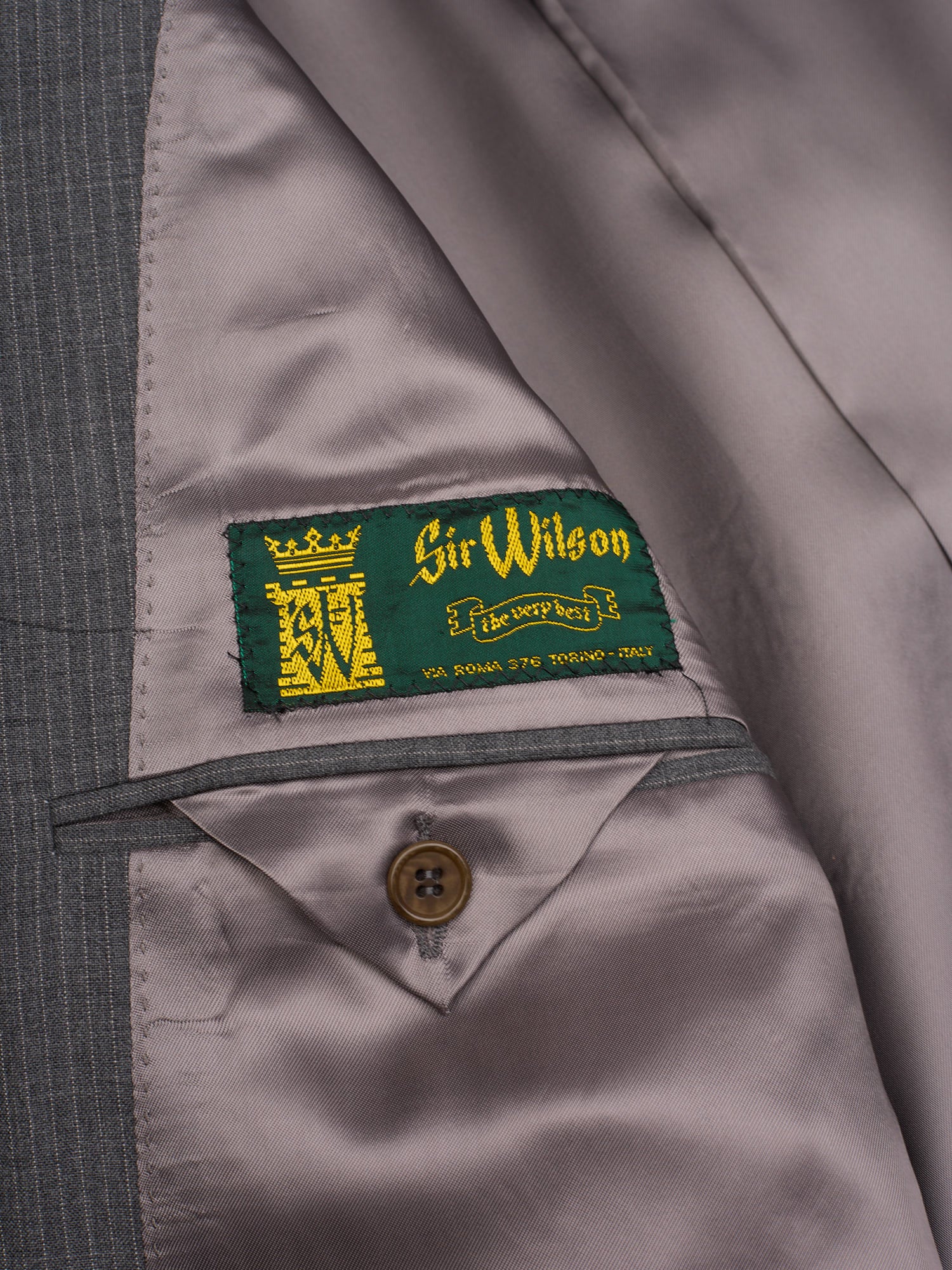 SIR WILSON Gray Striped Virgin Wool Super 120'S Suit