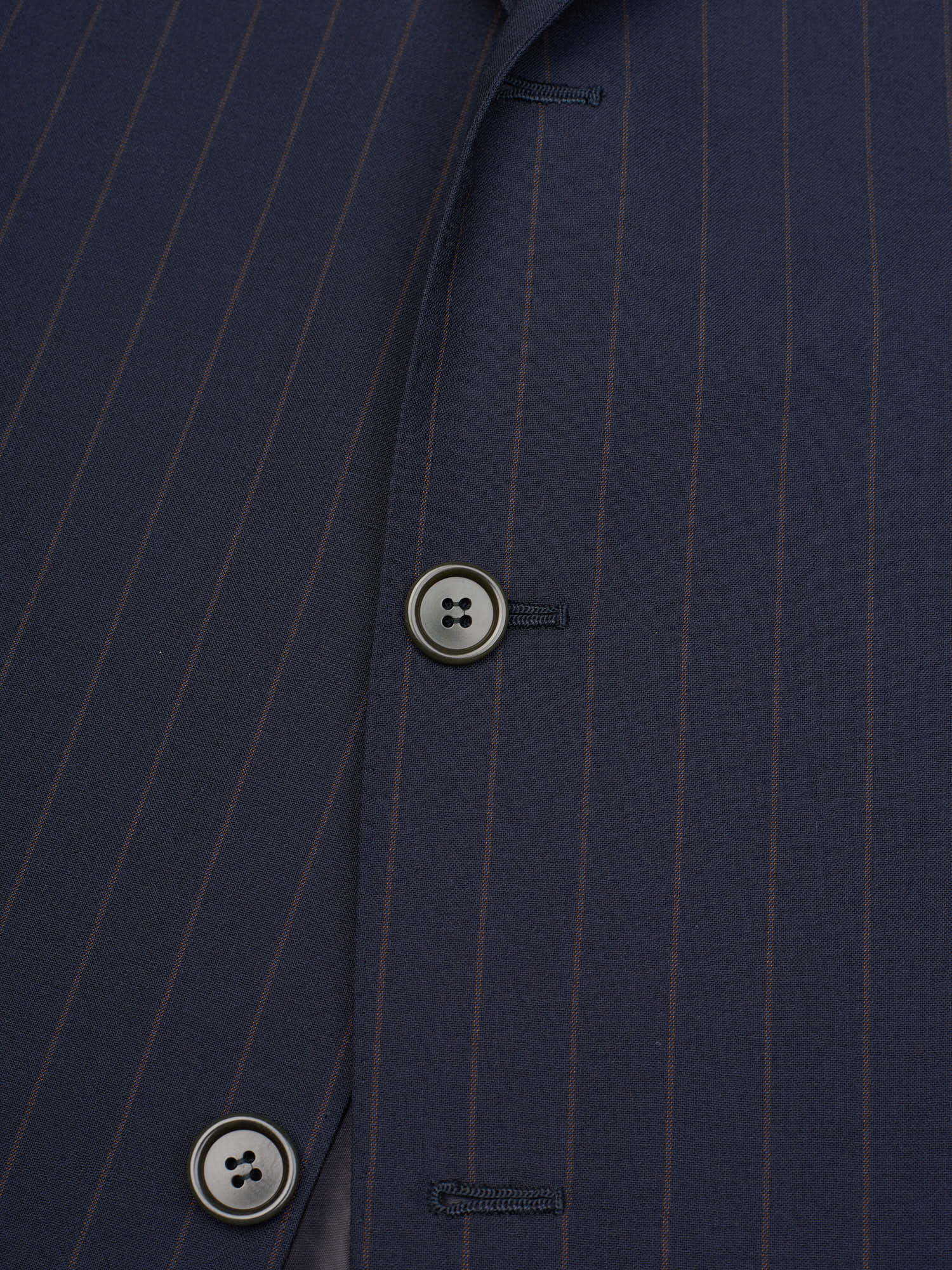 SIR WILSON Navy Blue Striped Wool Business Suit