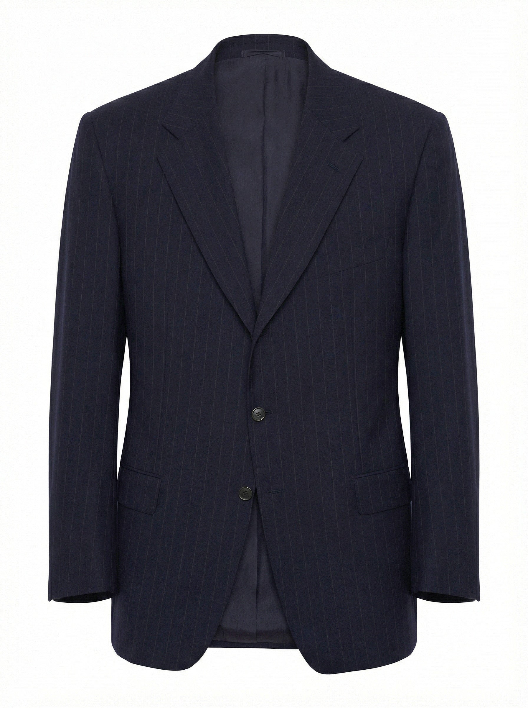 SIR WILSON Navy Blue Striped Wool Business Suit