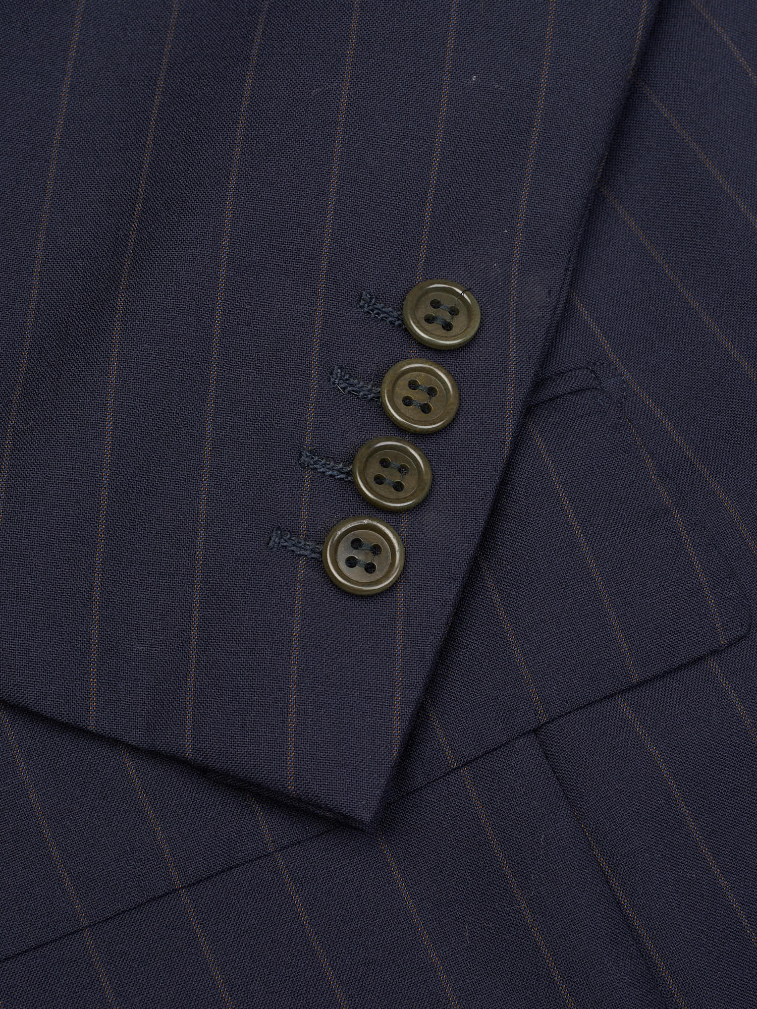 SIR WILSON Navy Blue Striped Wool Business Suit