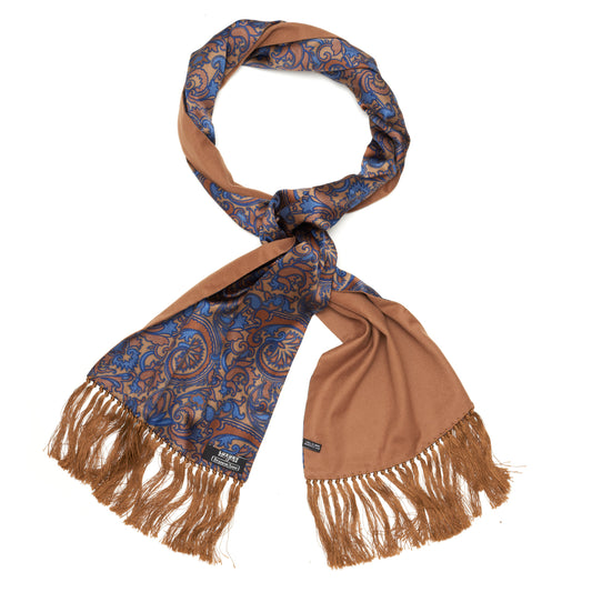 STEFANO RICCI Luxury Collection Blue Paisley Cashmere-Silk Double Face Scarf