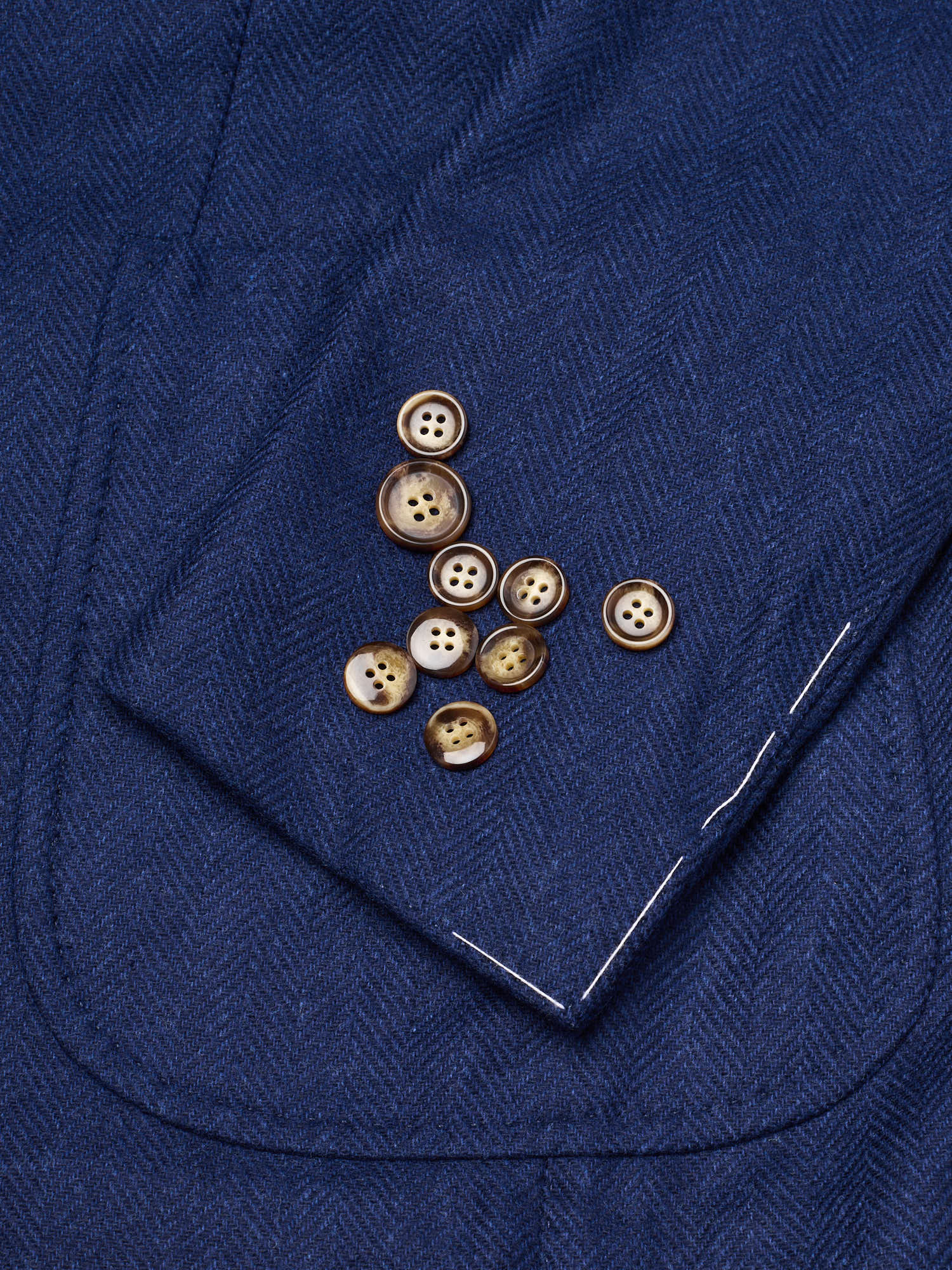 STILE LATINO "Vincenzo" Blue Herringbone Wool Cashmere Slim Fit Jacket