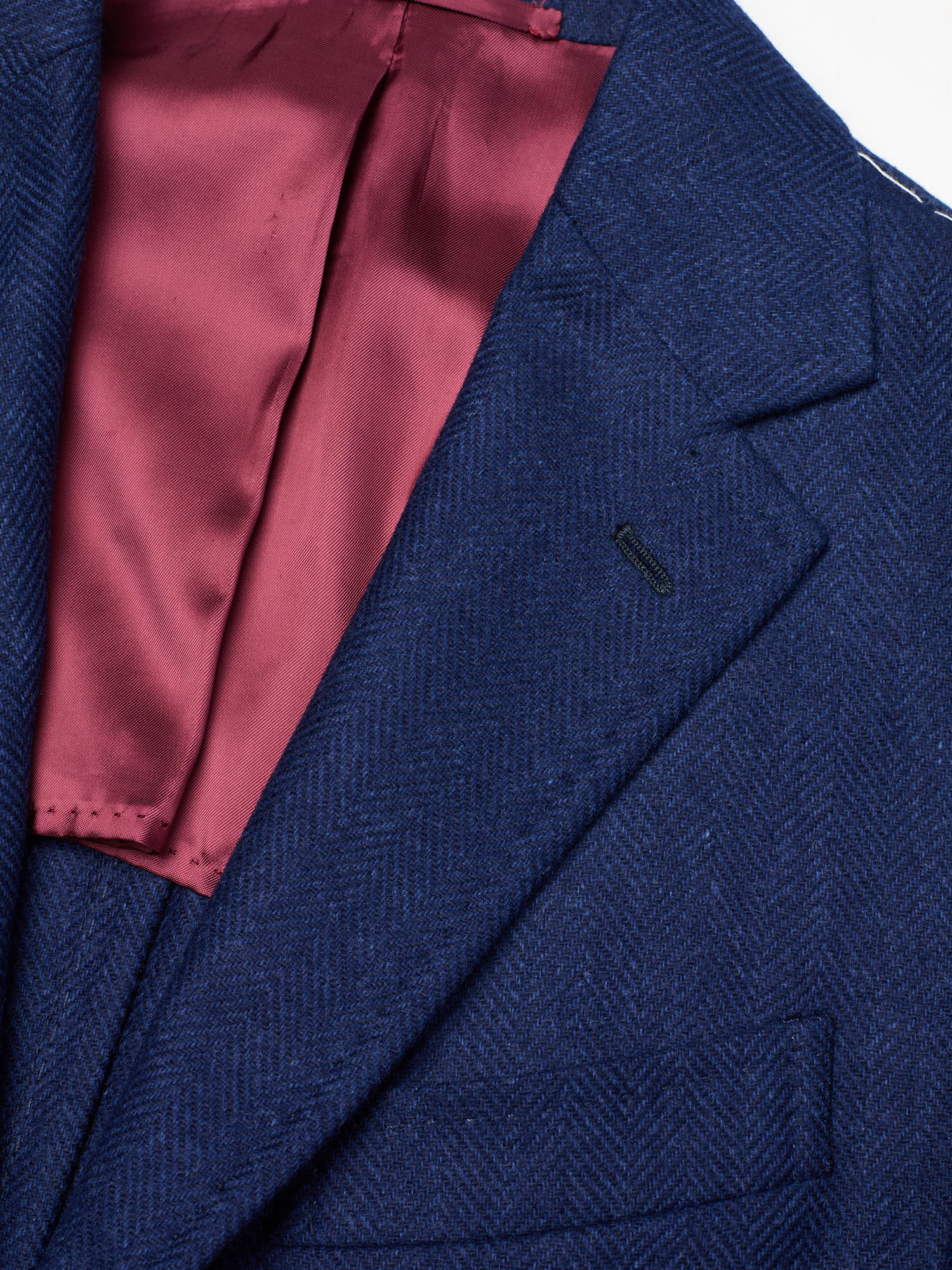 STILE LATINO "Vincenzo" Blue Herringbone Wool Cashmere Slim Fit Jacket