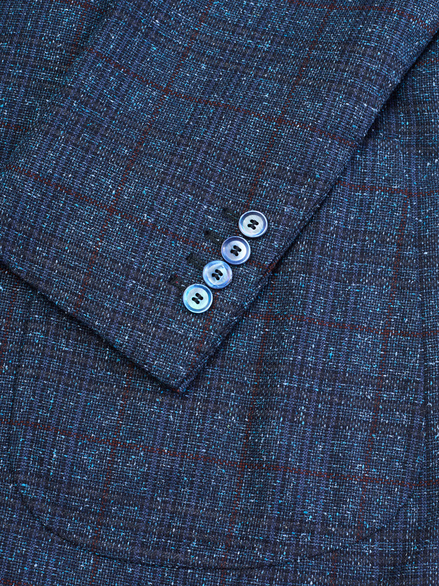 STILE LATINO "Vincenzo" Blue Windowpane Wool-Silk Jacket EU 48 US 38 Slim Fit