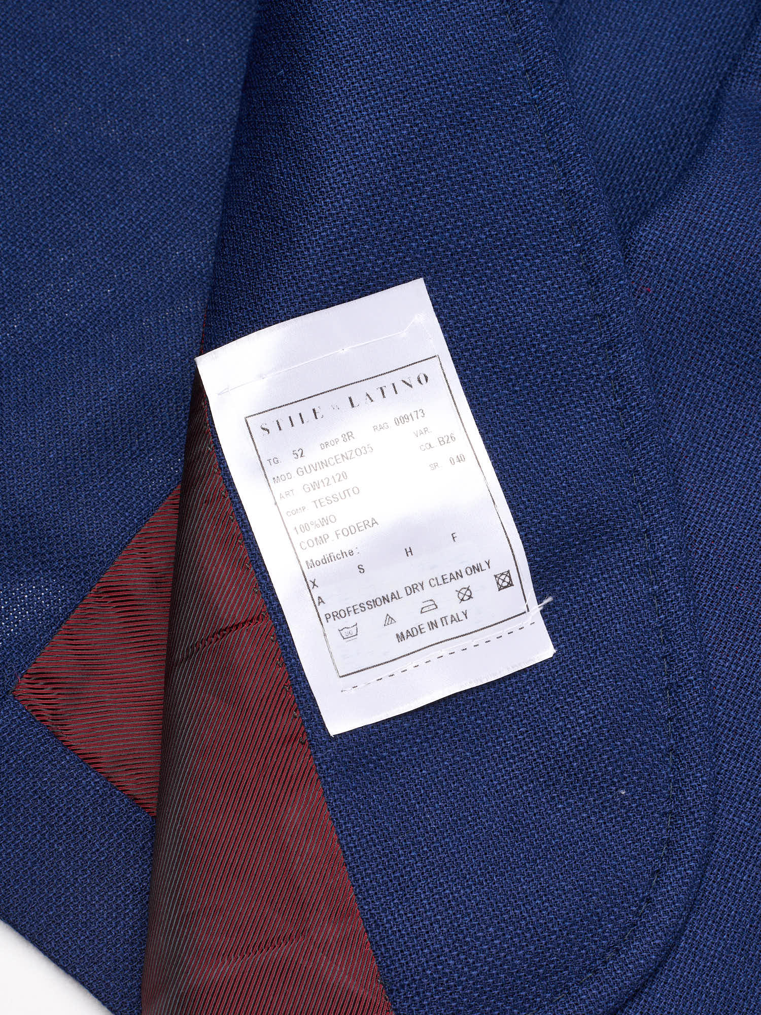 STILE LATINO "Vincenzo" Blue Wool Slim Fit Jacket