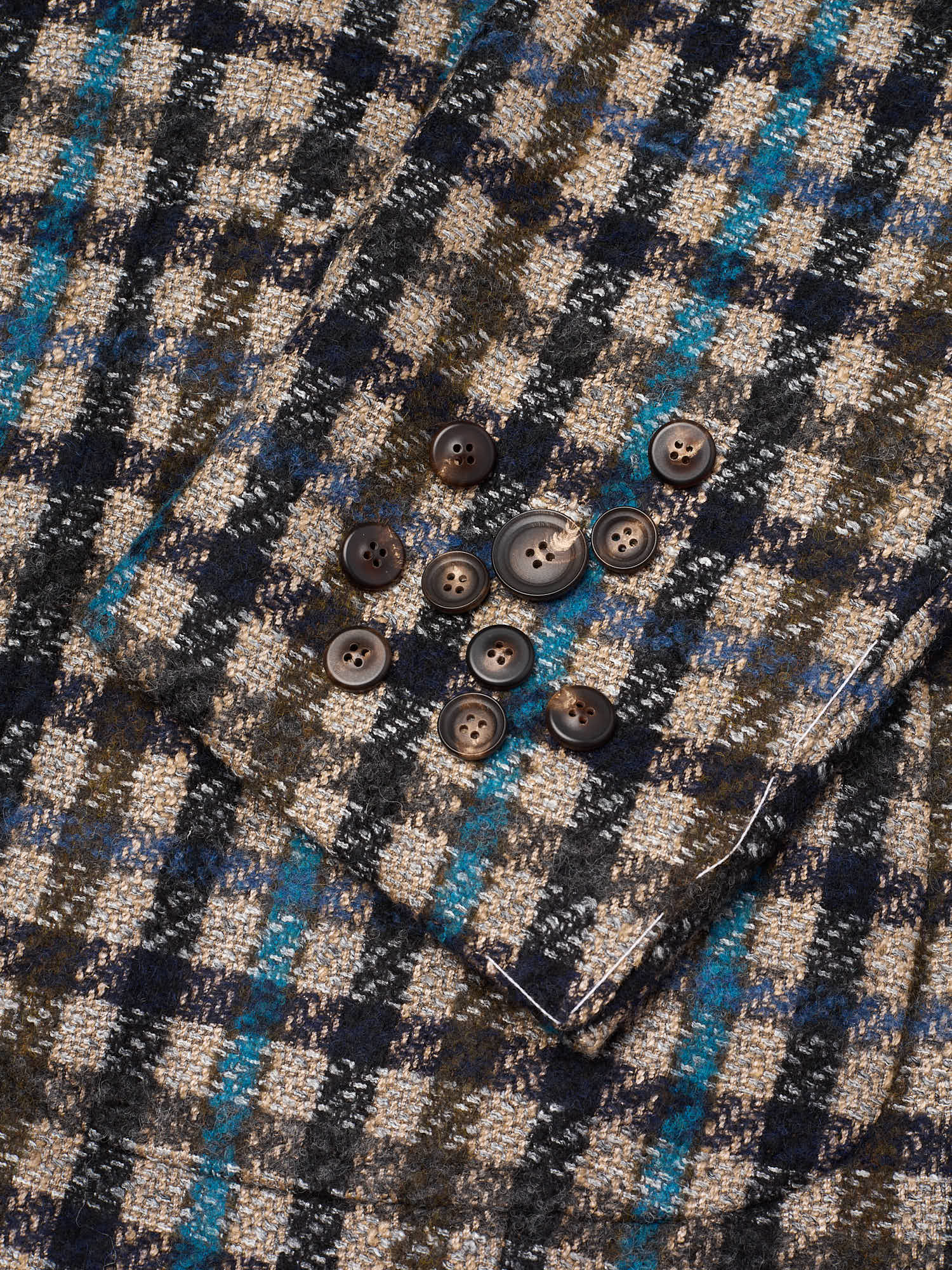 STILE LATINO "Vincenzo" Brown Plaid Alpaca-Wool-Silk-Linen Slim Fit Jacket