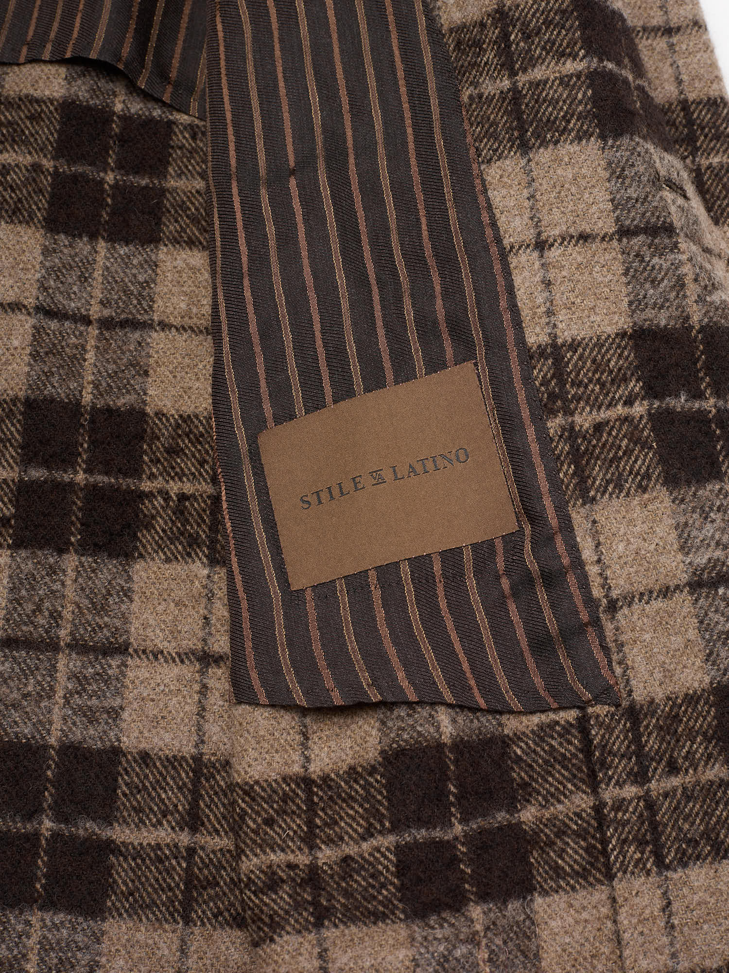 STILE LATINO Brown Plaid Wool Flannel Slim Fit Jacket NEW