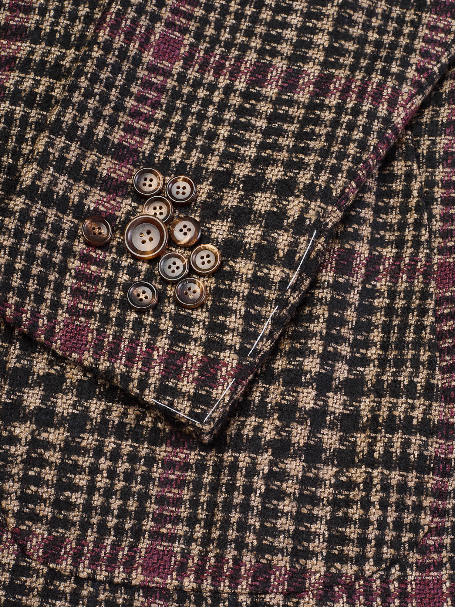 STILE LATINO "Vincenzo" Brown Shepherd's Check Alpaca-Wool-Silk-Linen Jacket