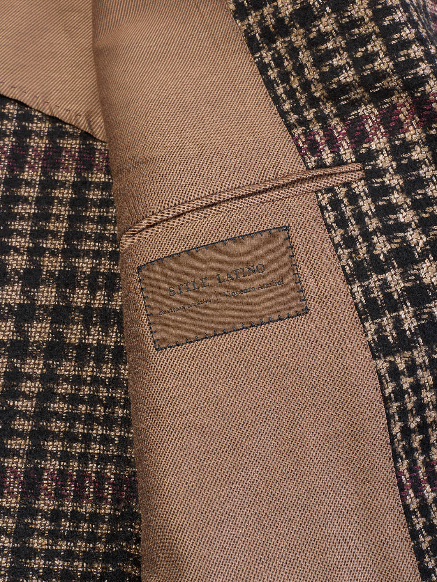 STILE LATINO "Vincenzo" Brown Shepherd's Check Alpaca-Wool-Silk-Linen Jacket