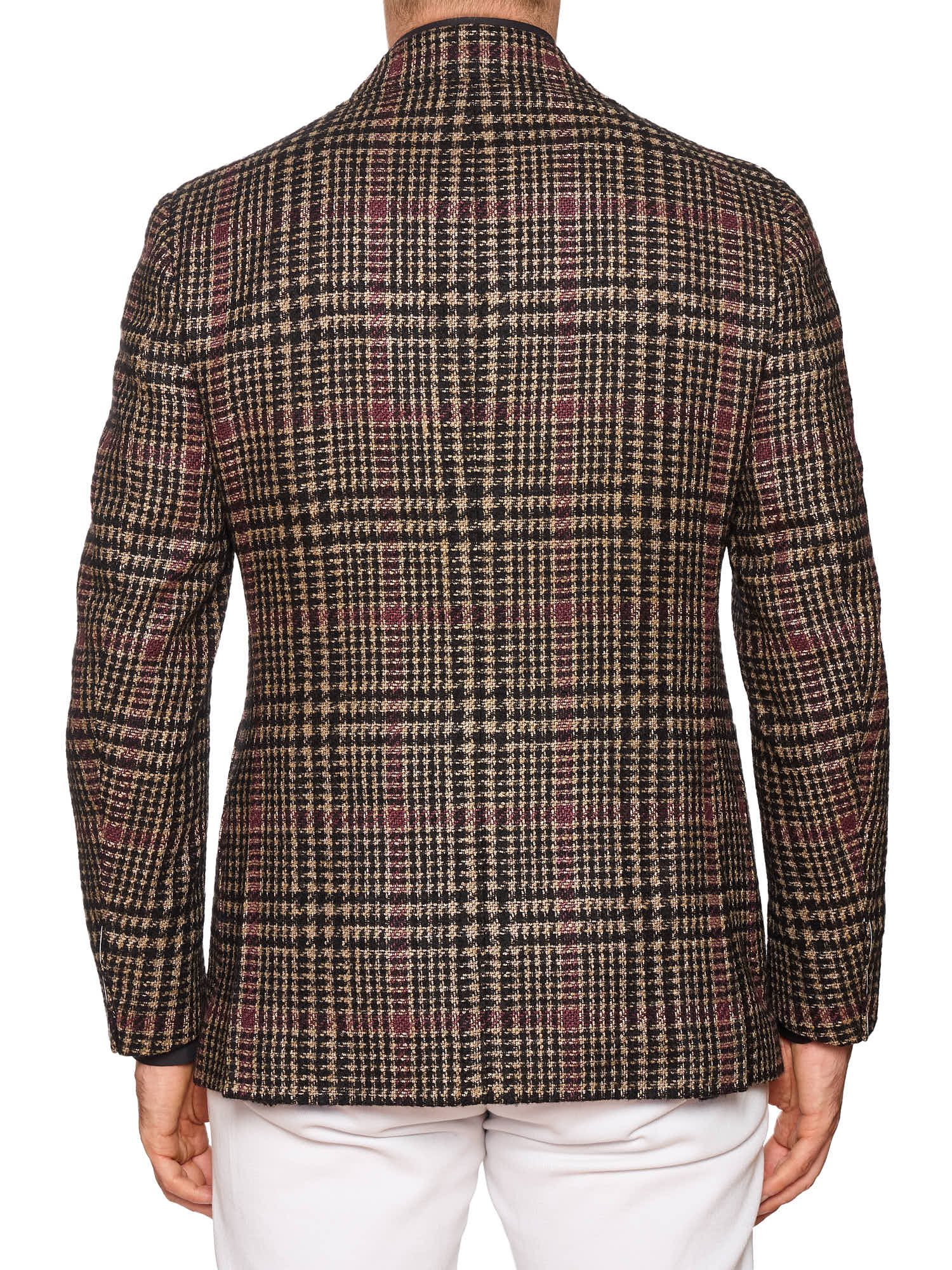 STILE LATINO "Vincenzo" Brown Shepherd's Check Alpaca-Wool-Silk-Linen Jacket
