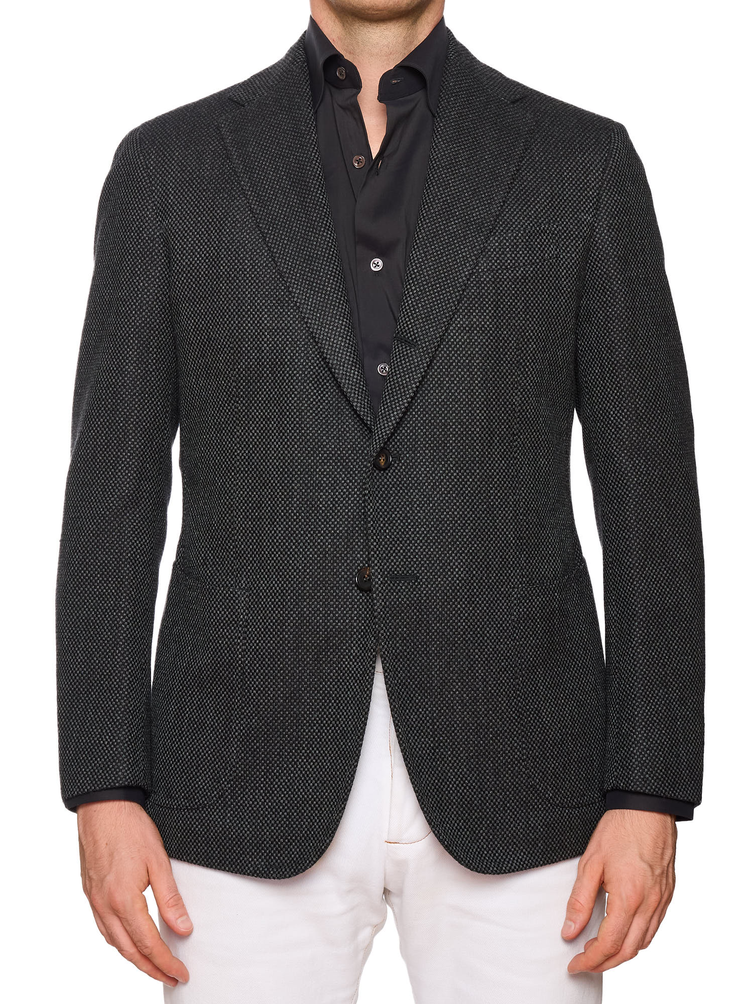 STILE LATINO "Vincenzo" Dark Gray Birdseye Virgin Wool Jacket Slim Fit
