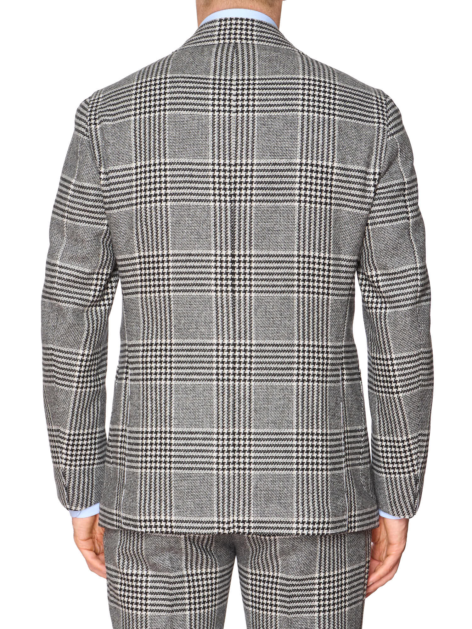 STILE LATINO Gray Prince of Wales Check Virgin Wool Cashmere Slim Fit Suit