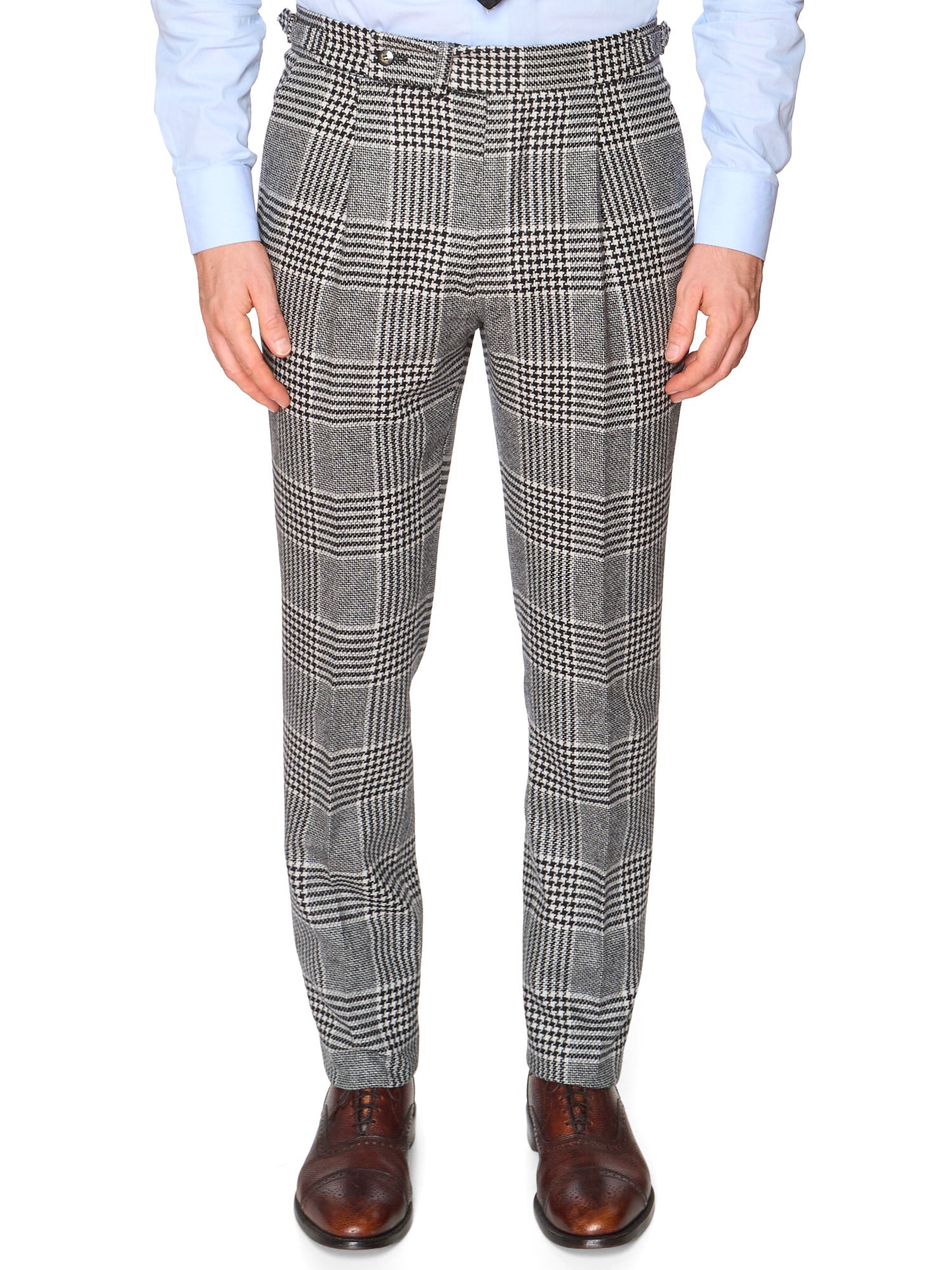 STILE LATINO Gray Prince of Wales Check Virgin Wool Cashmere Slim Fit Suit