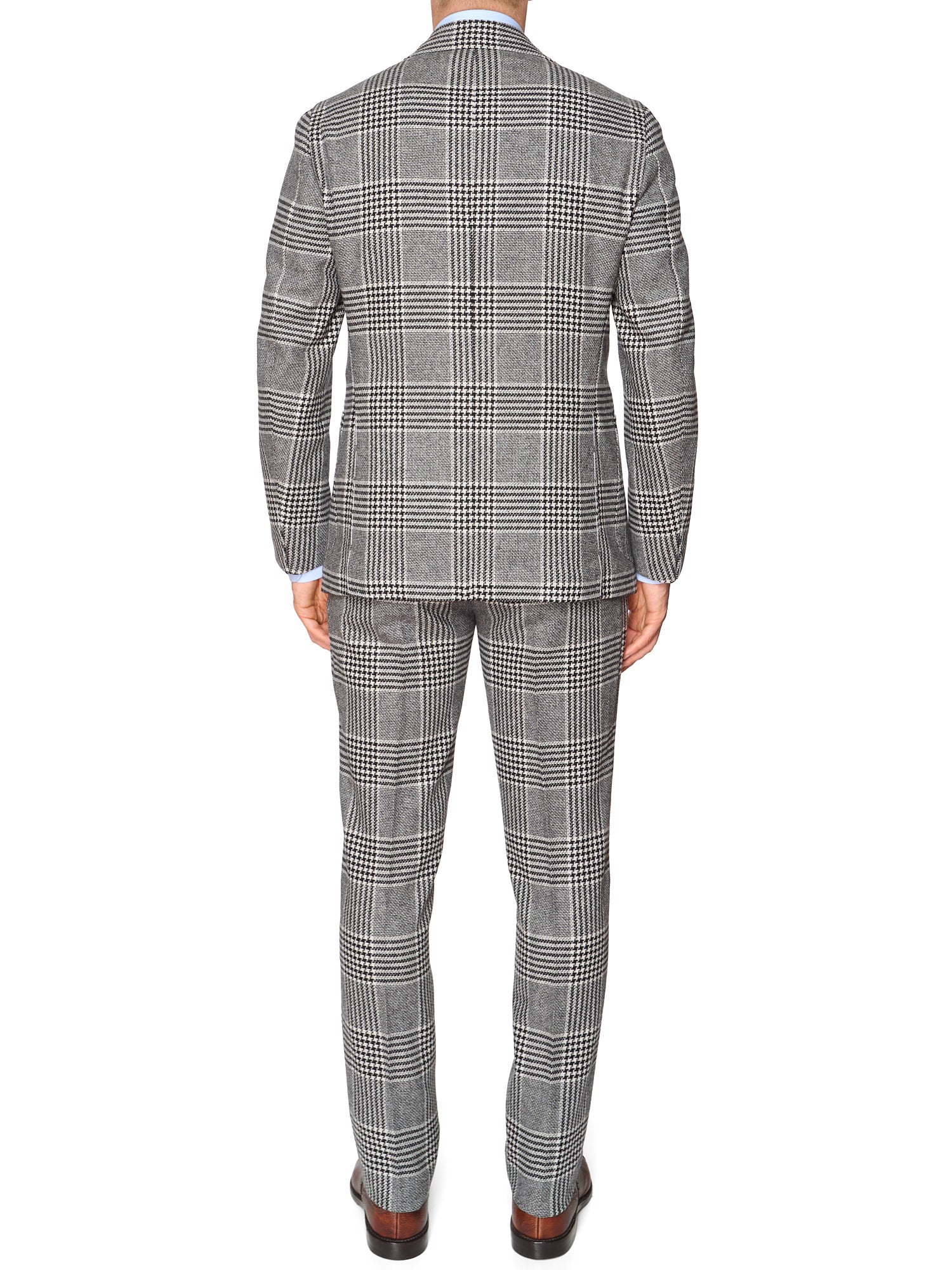 STILE LATINO Gray Prince of Wales Check Virgin Wool Cashmere Slim Fit Suit