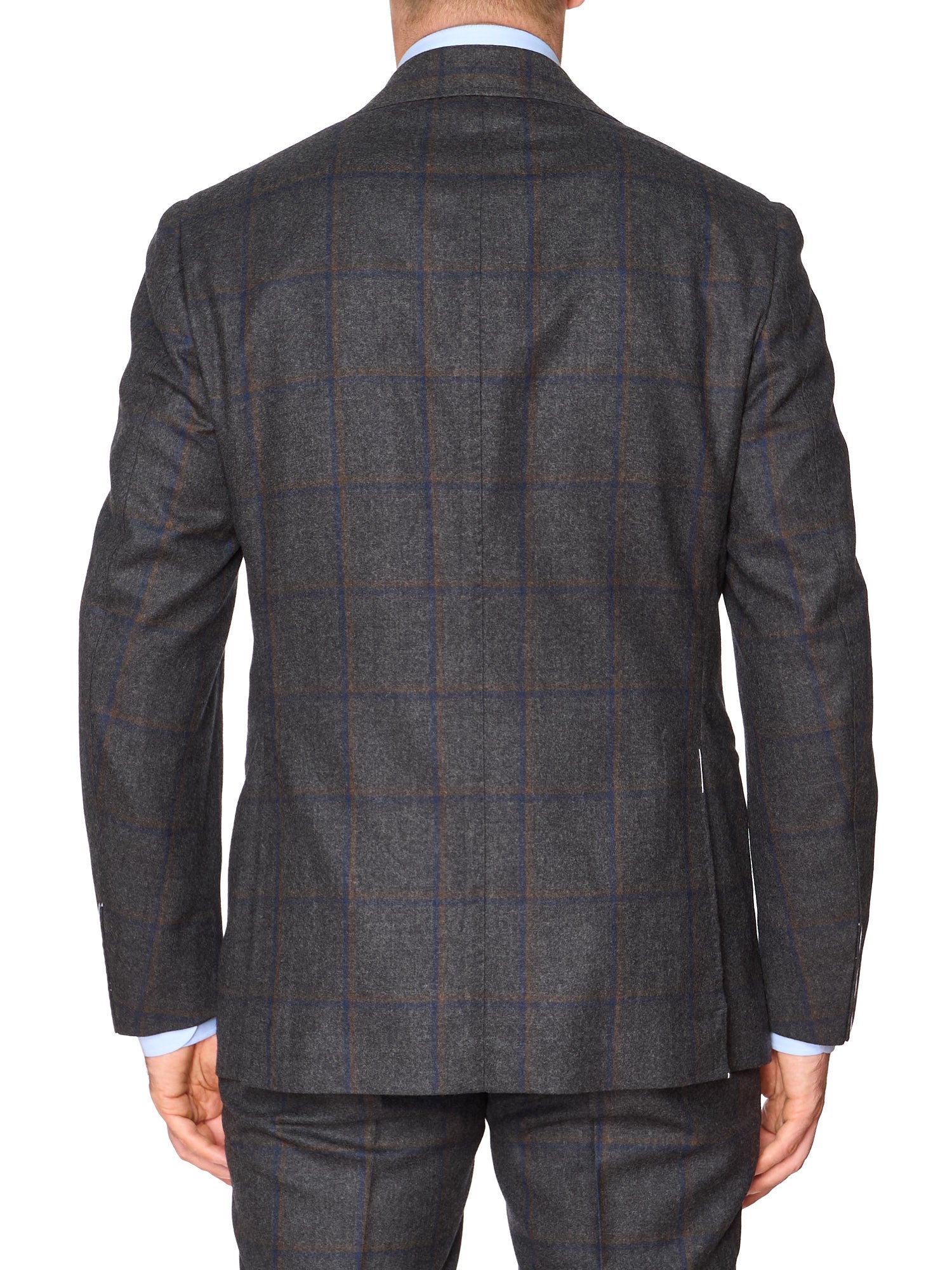 STILE LATINO "Vincenzo" Handmade Blue Windowpane Wool Suit Slim Fit