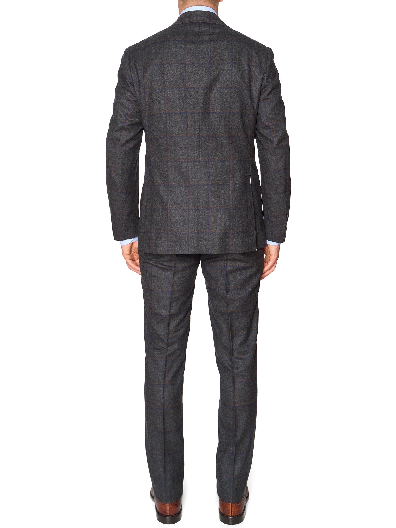 STILE LATINO "Vincenzo" Handmade Blue Windowpane Wool Suit Slim Fit