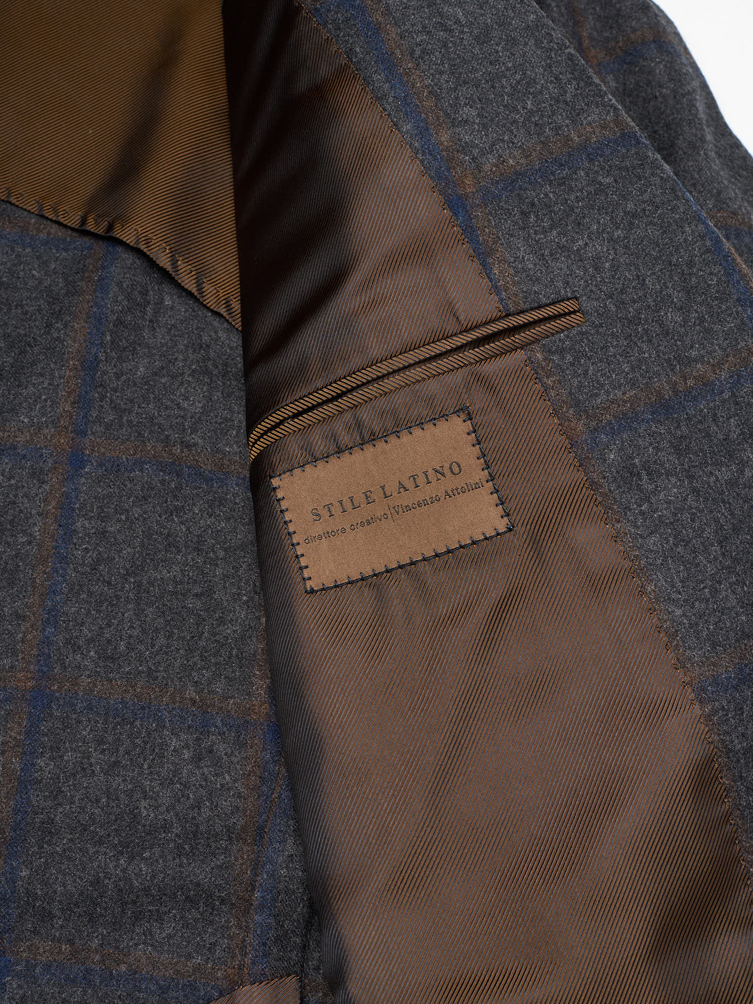 STILE LATINO "Vincenzo" Handmade Blue Windowpane Wool Suit Slim Fit